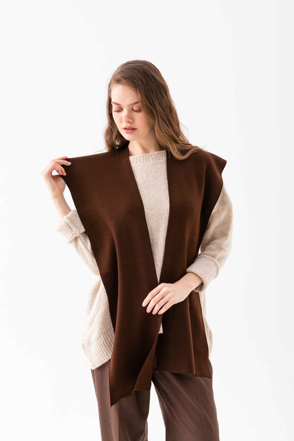 Wega Moda  Kare Parçalı Patchwork Atkı - Spor Triko Örme Omuz Atkısı | Unisex Boho Şal - Atkı - Görsel 8