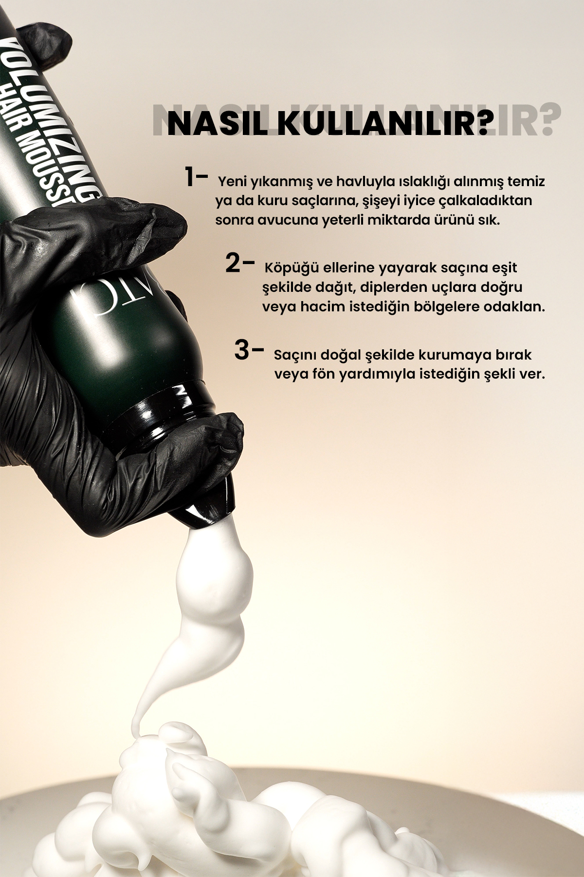 Volumızıng Hair Mousse 200 Ml Yoğun Hacim ve Bukle Belirginleştirici Esnek Tutuşlu Saç Köpüğü — 8684808759302 — تصویر 3 از 5
