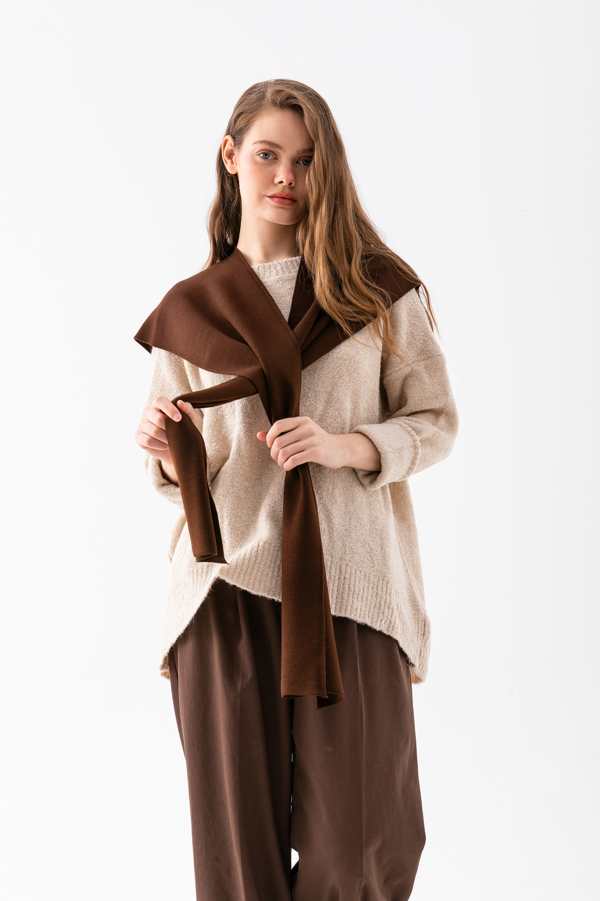 Wega Moda  Kare Parçalı Patchwork Atkı - Spor Triko Örme Omuz Atkısı | Unisex Boho Şal - Atkı - Görsel 3