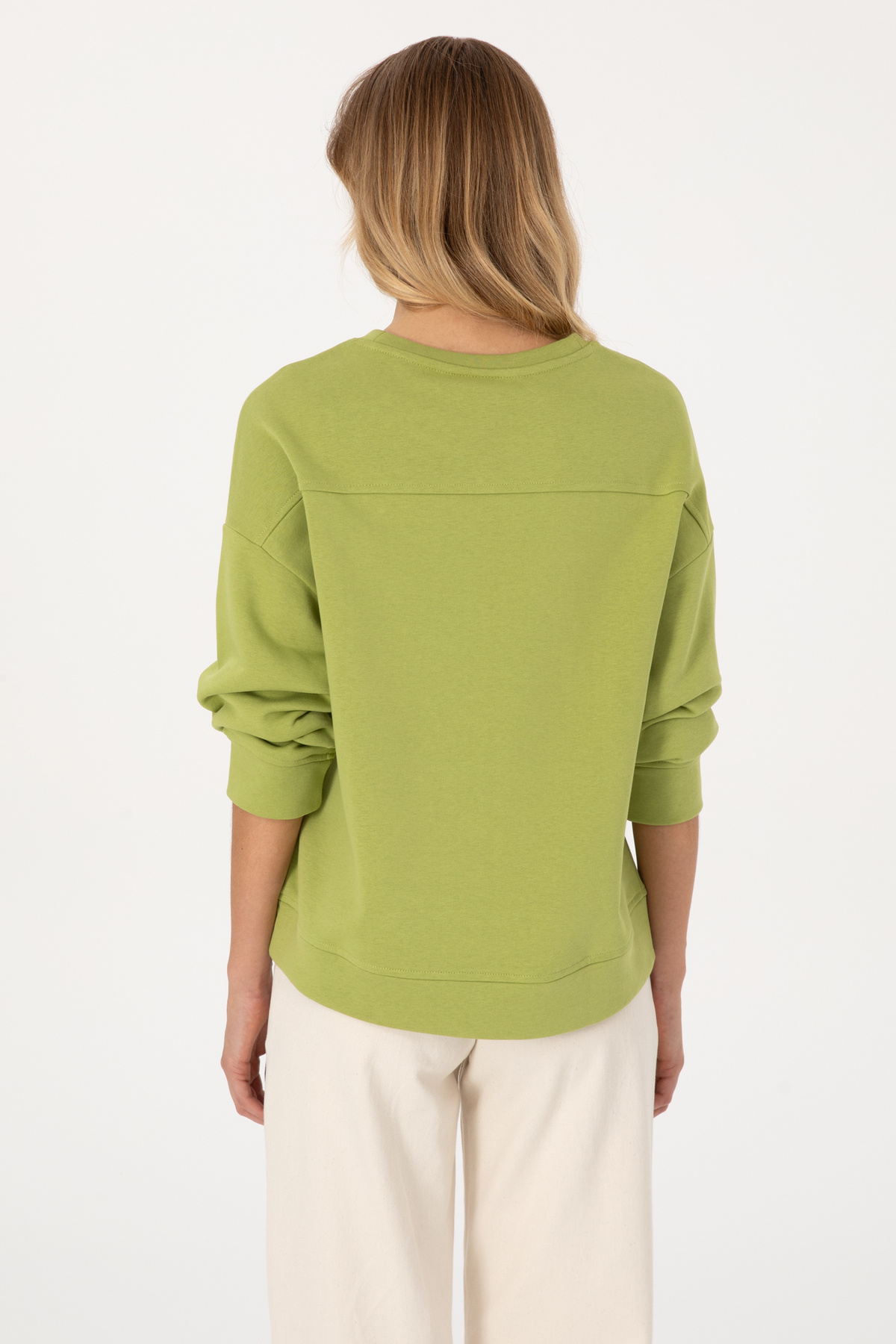 U.S. Polo Assn.  Kadın Fıstık Yeşili Bisiklet Yaka Basic Sweatshırt 50313565-VR087 - Görsel 5