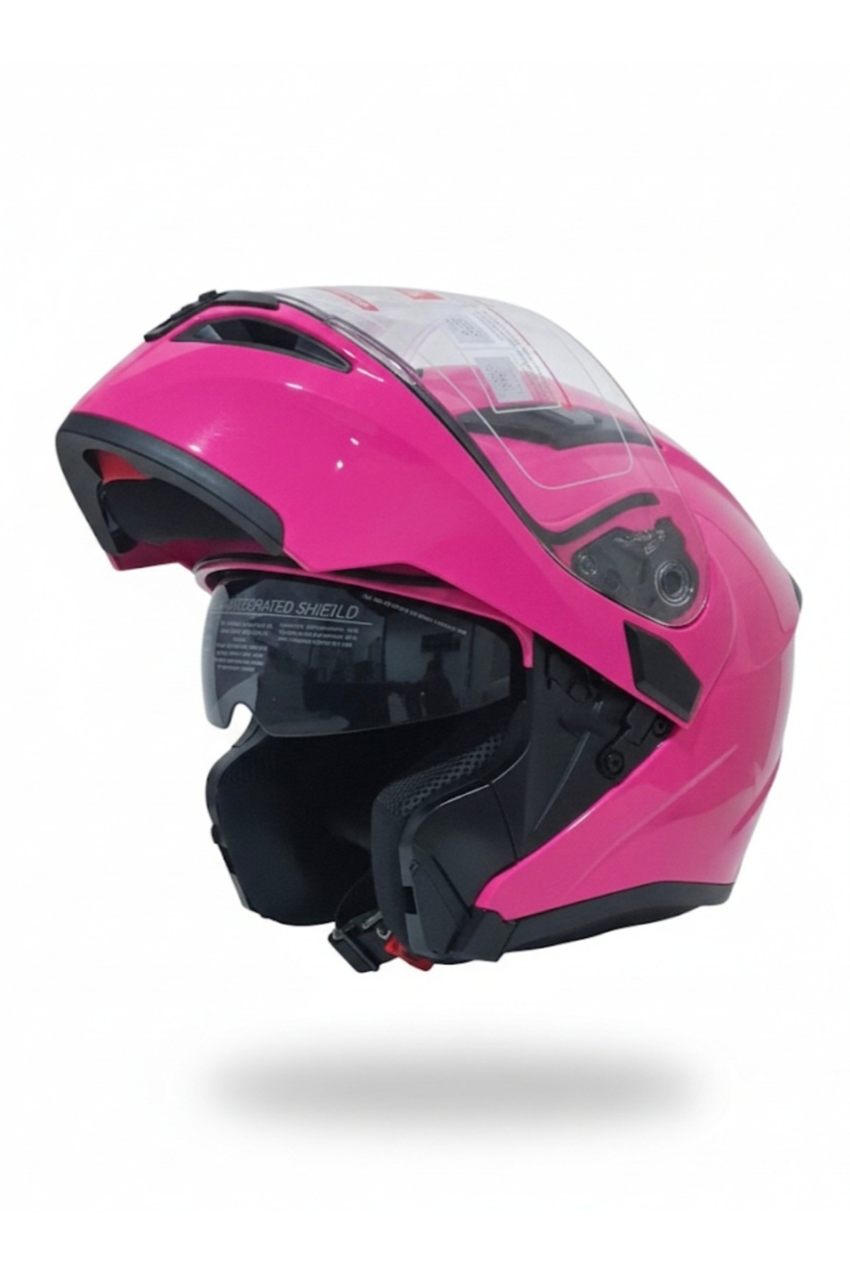 Hobbys JK902 Pembe Çene Açılır Güneş Vizörlü Lüks Kask