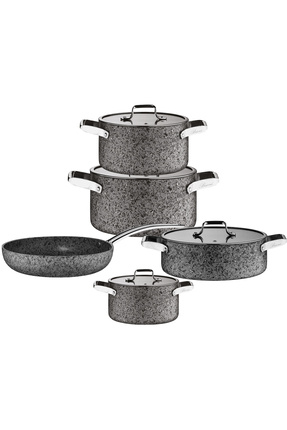 Brioni Stone-Age 9 Parça Çizilmez Yanmaz Yapışmaz Indüksiyonlu Tencere Seti