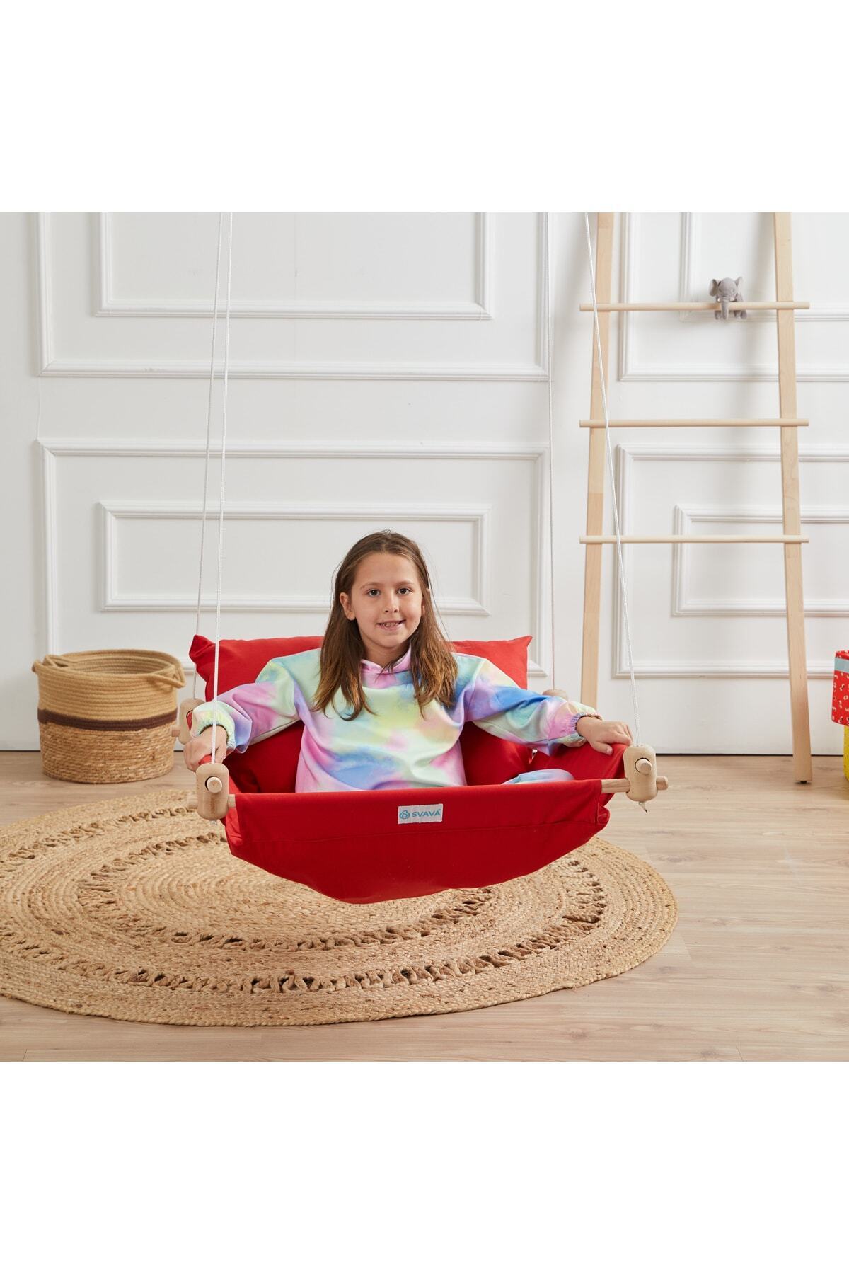 Svava Trend Çocuk Hamak Salıncak - Ev Tipi Ve Bahçe Salıncağı (kırmızı) fotoğrafı 5 (önizleme)