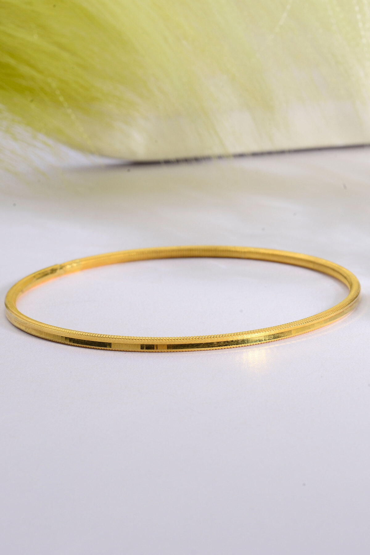 Innuendo  925 Ayar Gümüş Üzeri 22 Ayar Altın Kaplama 10 Gr Düz Ajda Model Oluklu Ajda Kadın Bilezik - Görsel 2