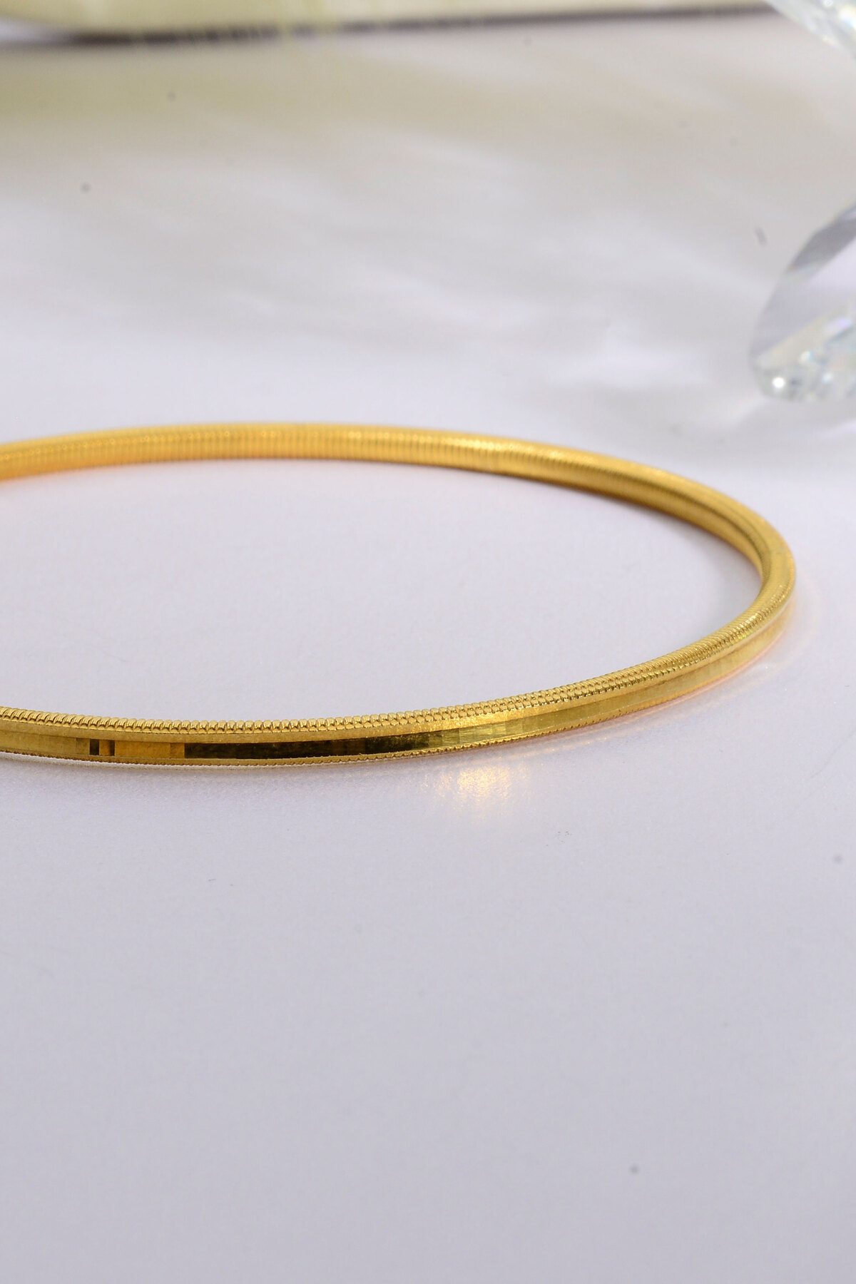 Innuendo  925 Ayar Gümüş Üzeri 22 Ayar Altın Kaplama 10 Gr Düz Ajda Model Oluklu Ajda Kadın Bilezik - Görsel 6