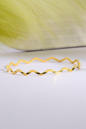 Innuendo 925 Ayar Gümüş Üzeri 22 Ayar Altın Kaplama Zikzak Ajda Bilezik