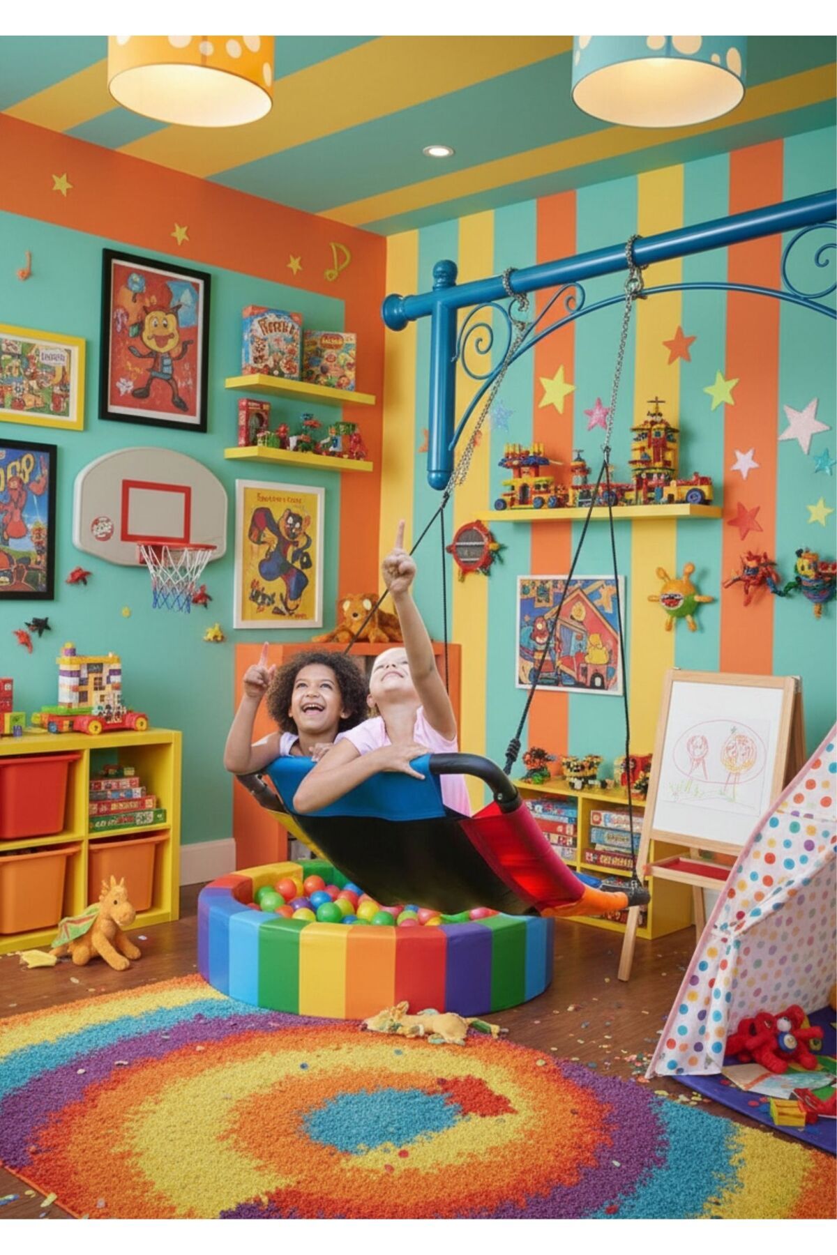 Svava Gondol Renkli Çocuk Salıncağı – Geniş Oturma Alanı Ile Eğlence Dolu Dış Ve Iç Mekan Oyun Salıncağı fotoğrafı 3 (önizleme)