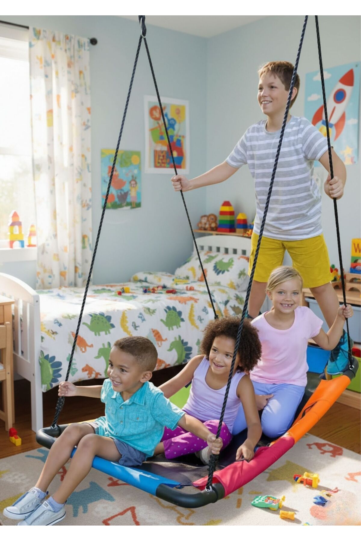 Svava Gondol Renkli Çocuk Salıncağı – Geniş Oturma Alanı Ile Eğlence Dolu Dış Ve Iç Mekan Oyun Salıncağı fotoğrafı 4 (önizleme)