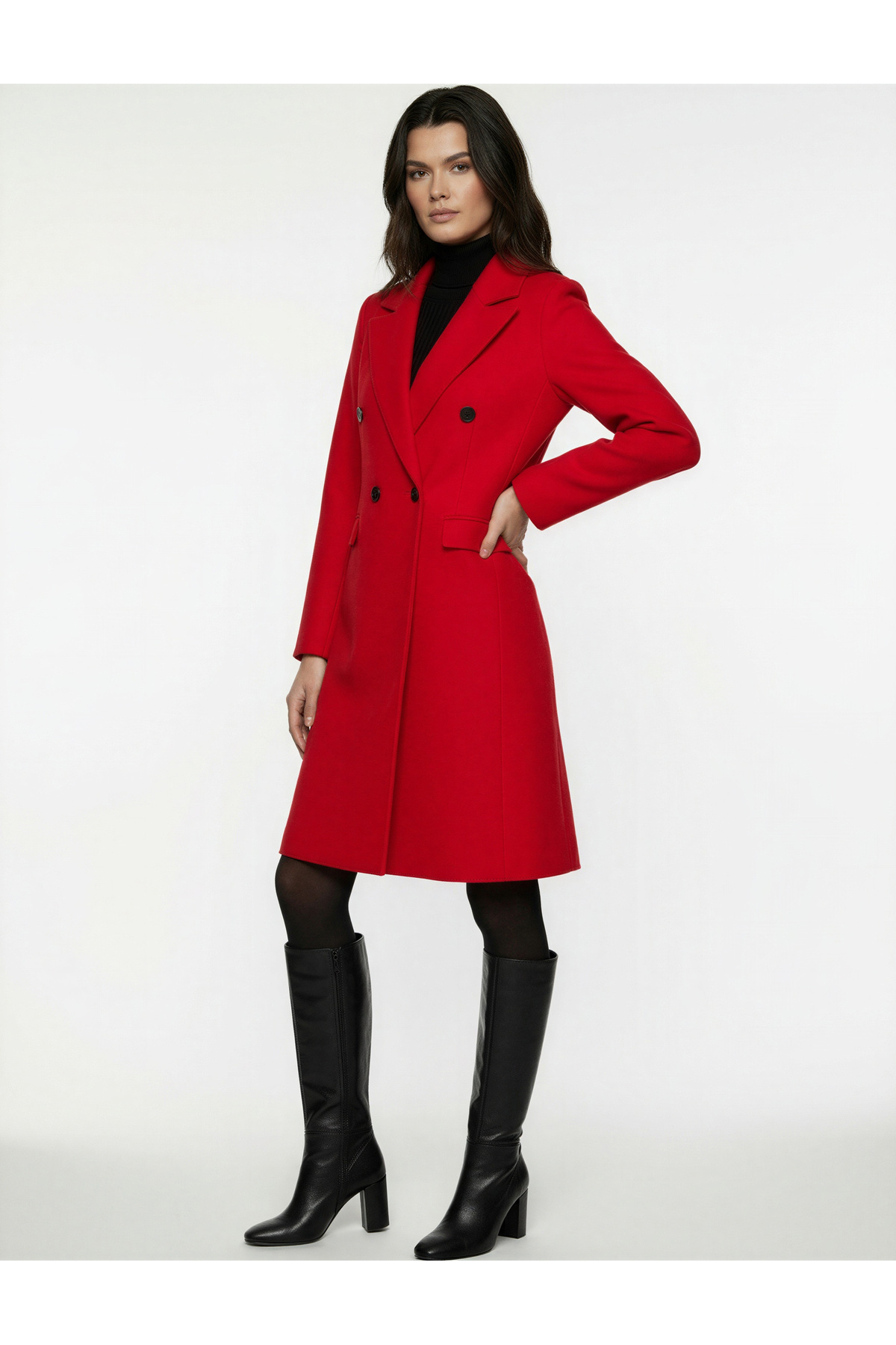 Koton Μακρυμάνικο παλτό με κουμπιά διπλό πέτο