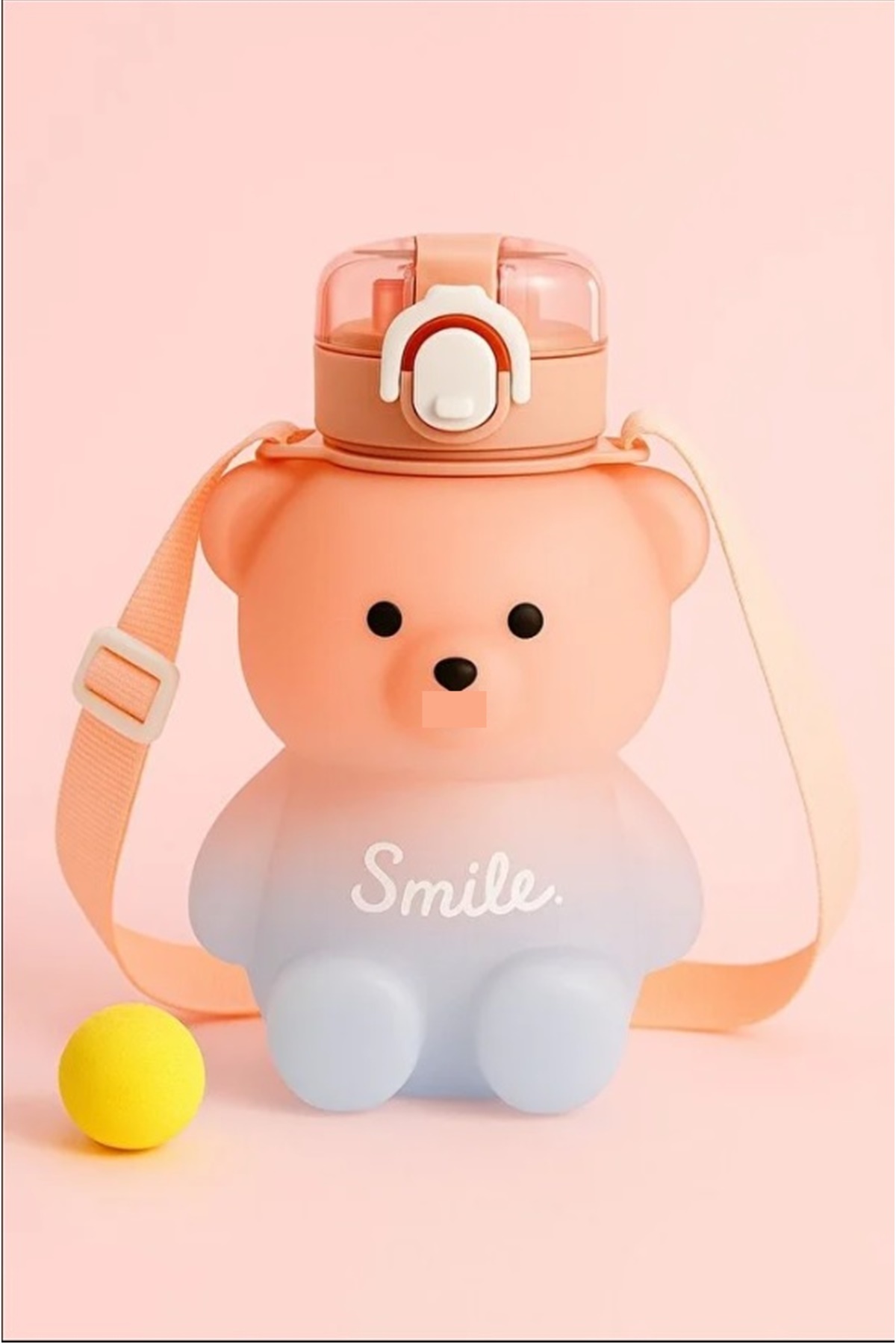 İndirimKap Smile Ayıcık Model Su Matarası Su Şişesi Suluk 500 ml Bpa Içermez Suluk Çocuk Okul Su Şişesi