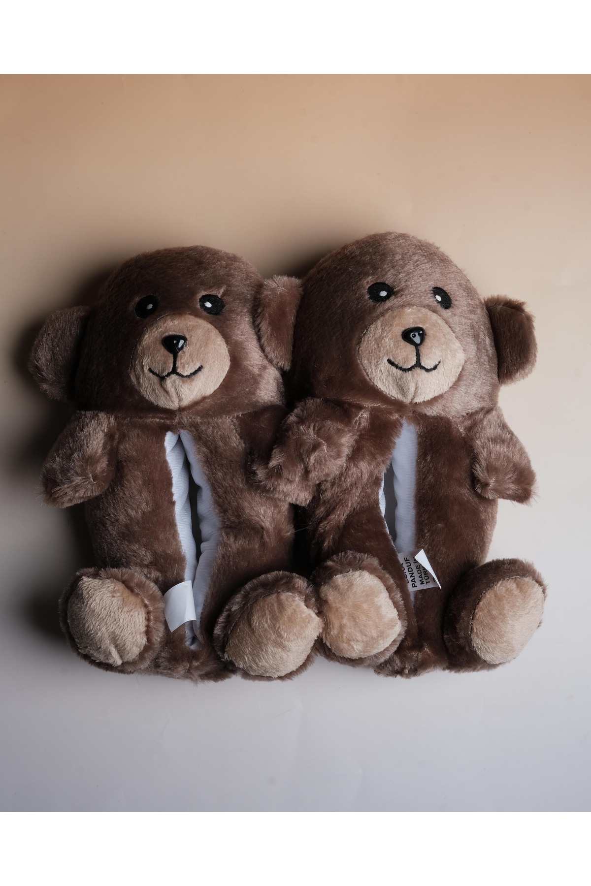 ZERA TREND Zera Ayıcık Figürlü Rahat, Konforlu Kahverengi Peluş Ev Botu Panduf görsel 2