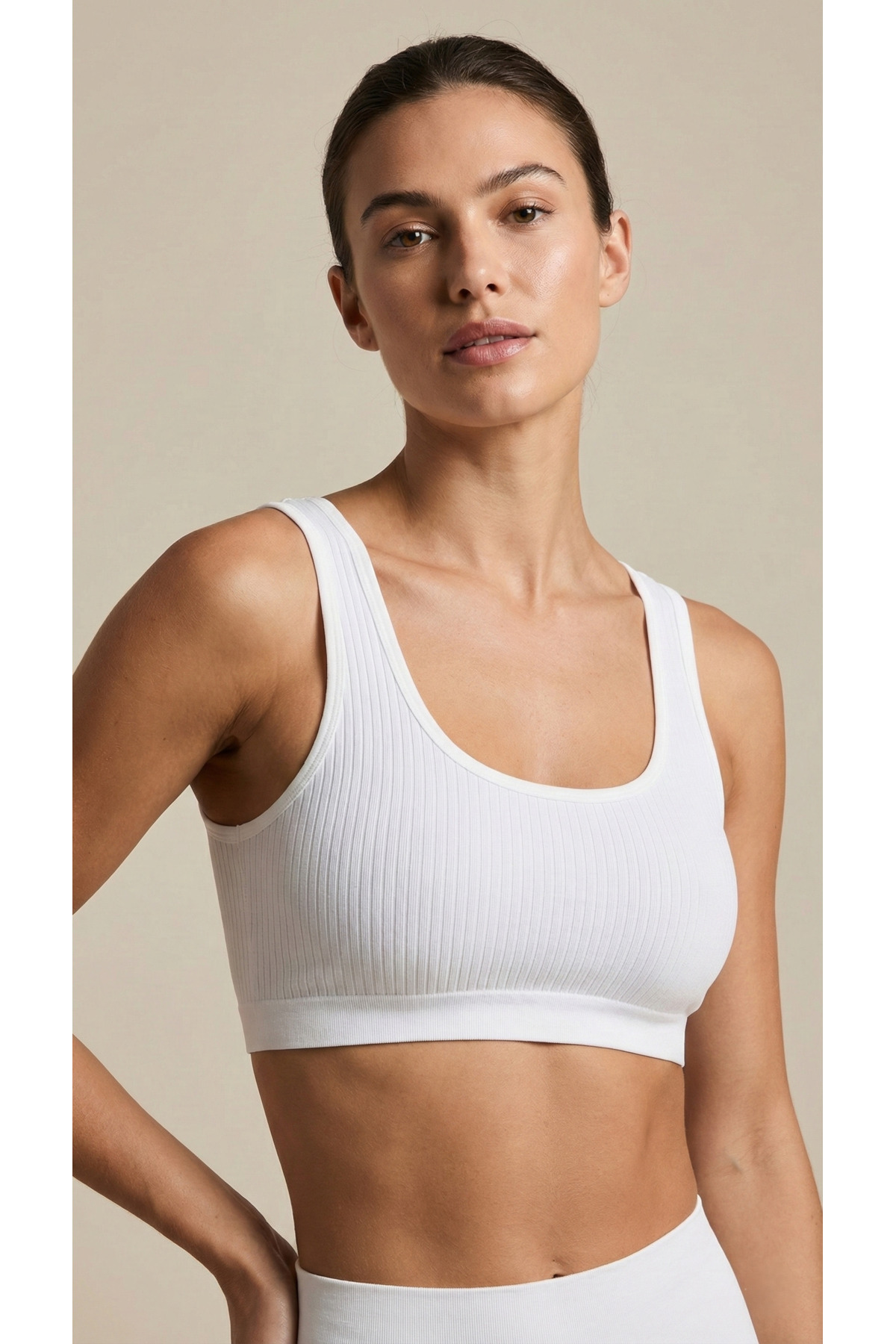 underwear bodyway Fitilli Örme Kalın Askılı Toparlayıcı Büstiyer Crop Atlet (Yüksek Esneklik)