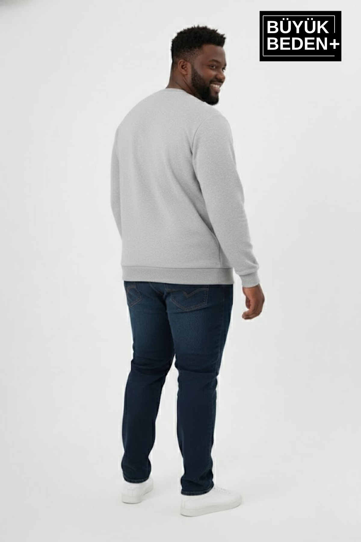 Süperlife Erkek Büyük Beden Bisiklet Yaka Kollar ve Etek Ribanalı İnce Sweatshirt SPR26BSW956 görsel 4