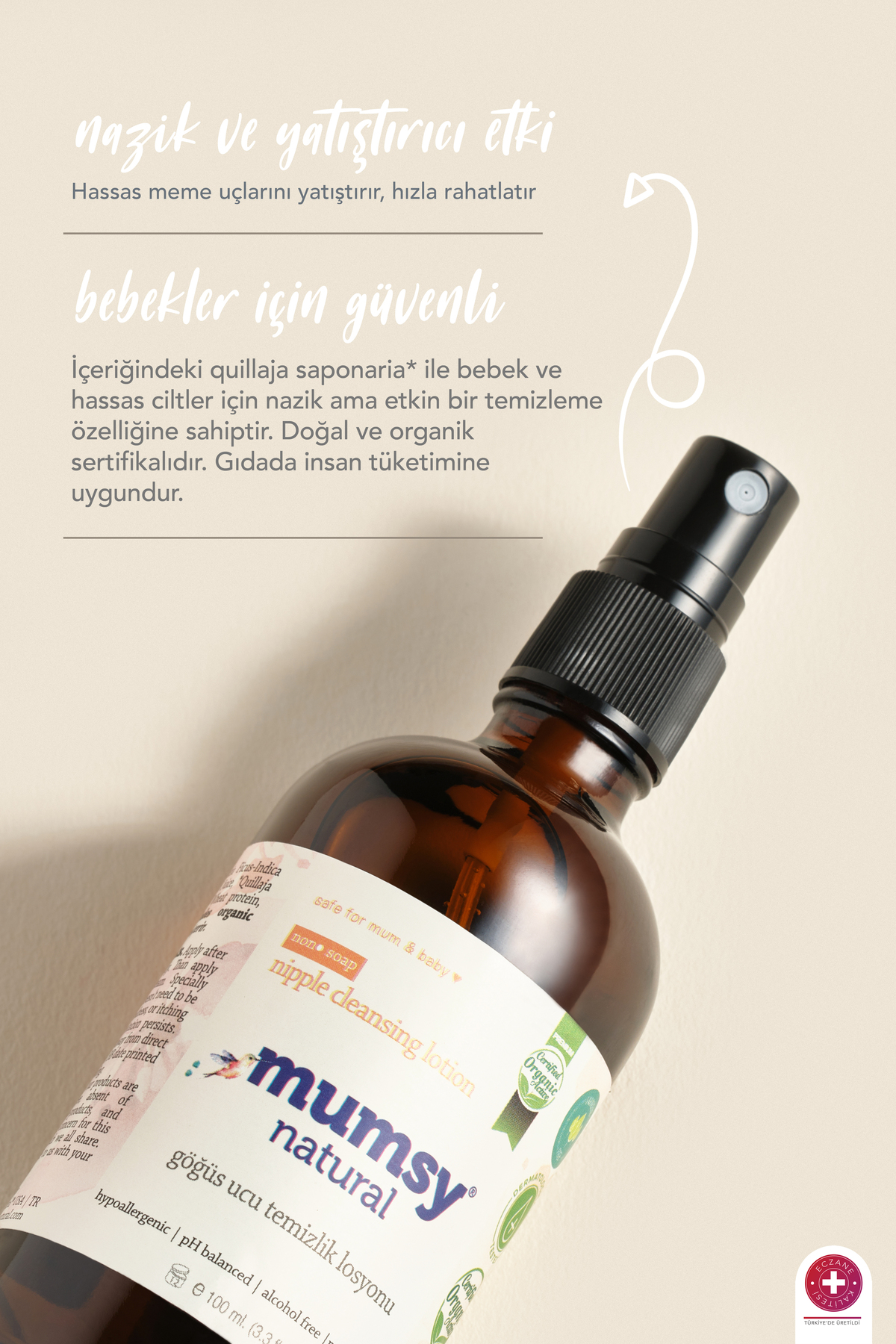 Mumsy Natural Göğüs Ucu Temizlik Losyonu 100 ml Hassas Ciltler Doğal Organik Bitkisel Çatlak ve Tahriş Karşıtı fotoğrafı 3 (önizleme)
