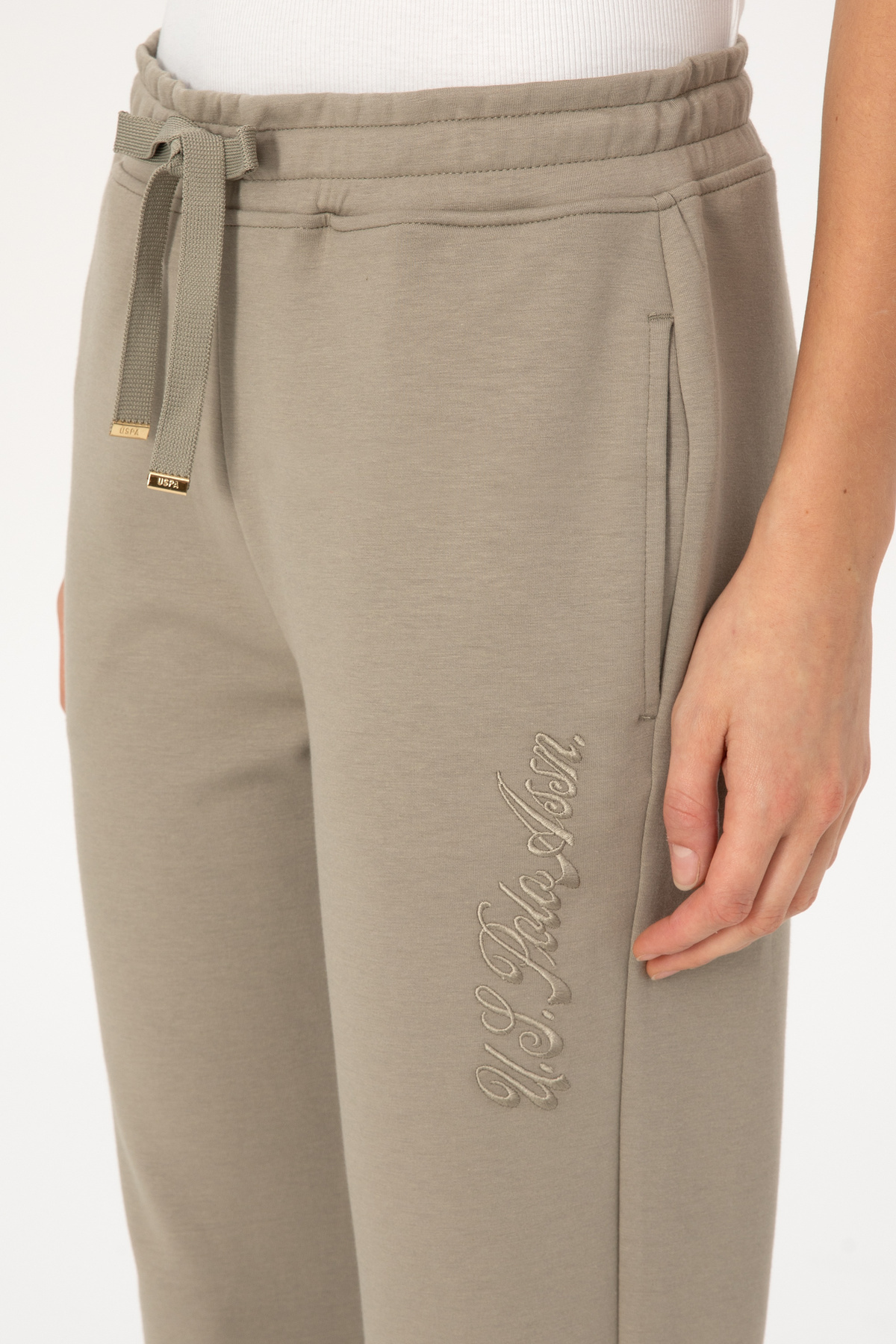 U.S. Polo Assn.  Kadın Açık Haki Modal Karışımlı Eşofman Altı 50313571-VR183 - Görsel 5