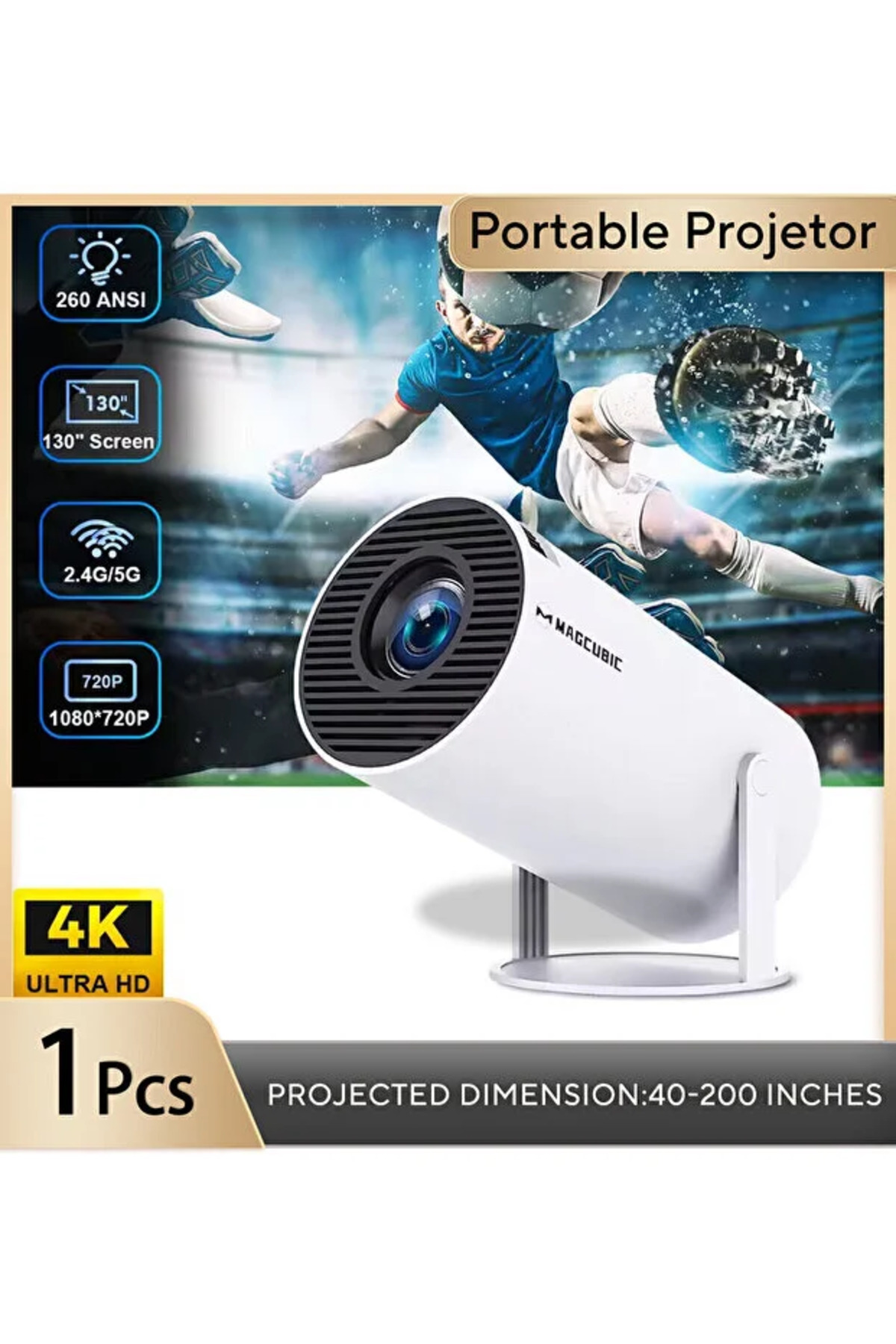 Choice EU Plug HY300 Pro-White Magcubic Projector Android 14 8K 1280*720P HY300 Pro + Dual Wifi 290ANSI 180