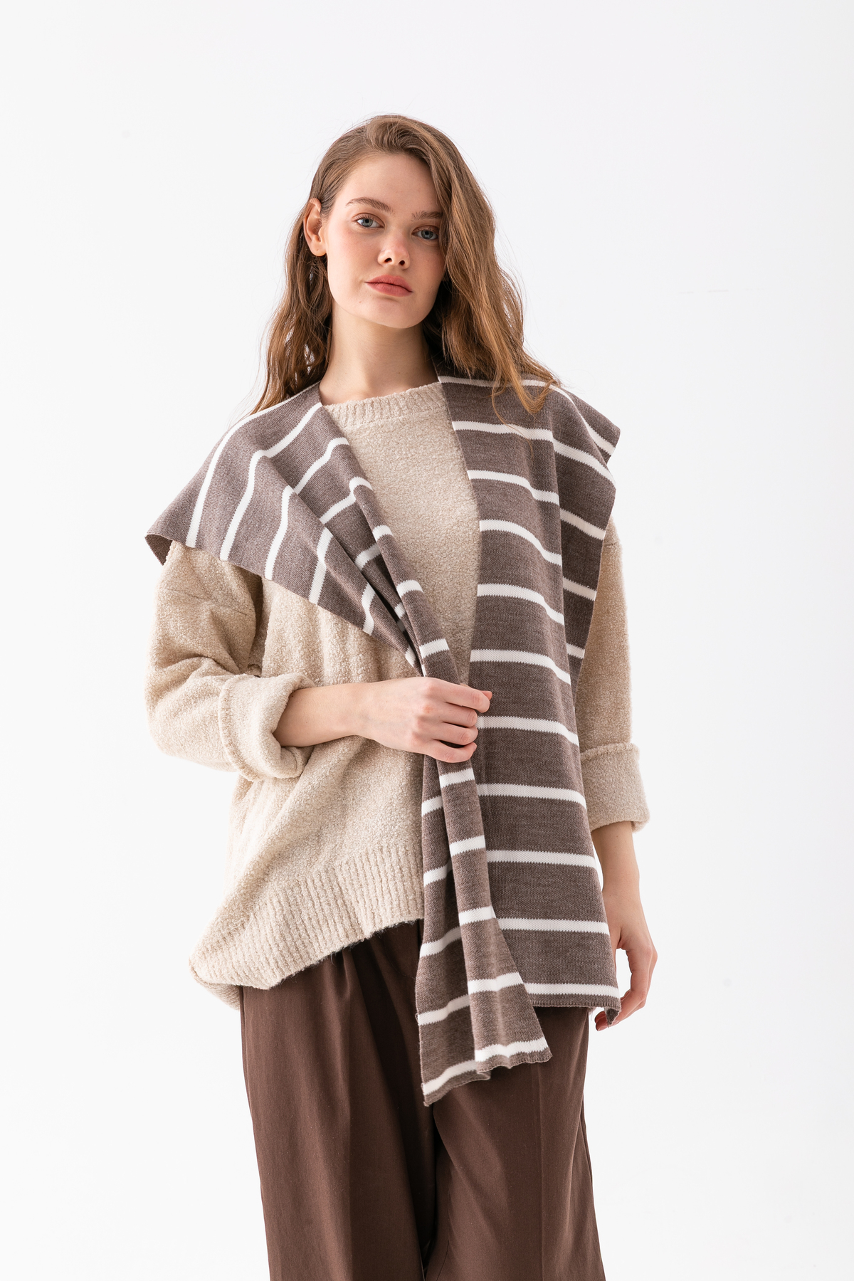 Wega Moda Kare Parçalı Patchwork Atkı - Spor Triko Örme Omuz Atkısı | Unisex Boho Şal - Atkı görsel 4