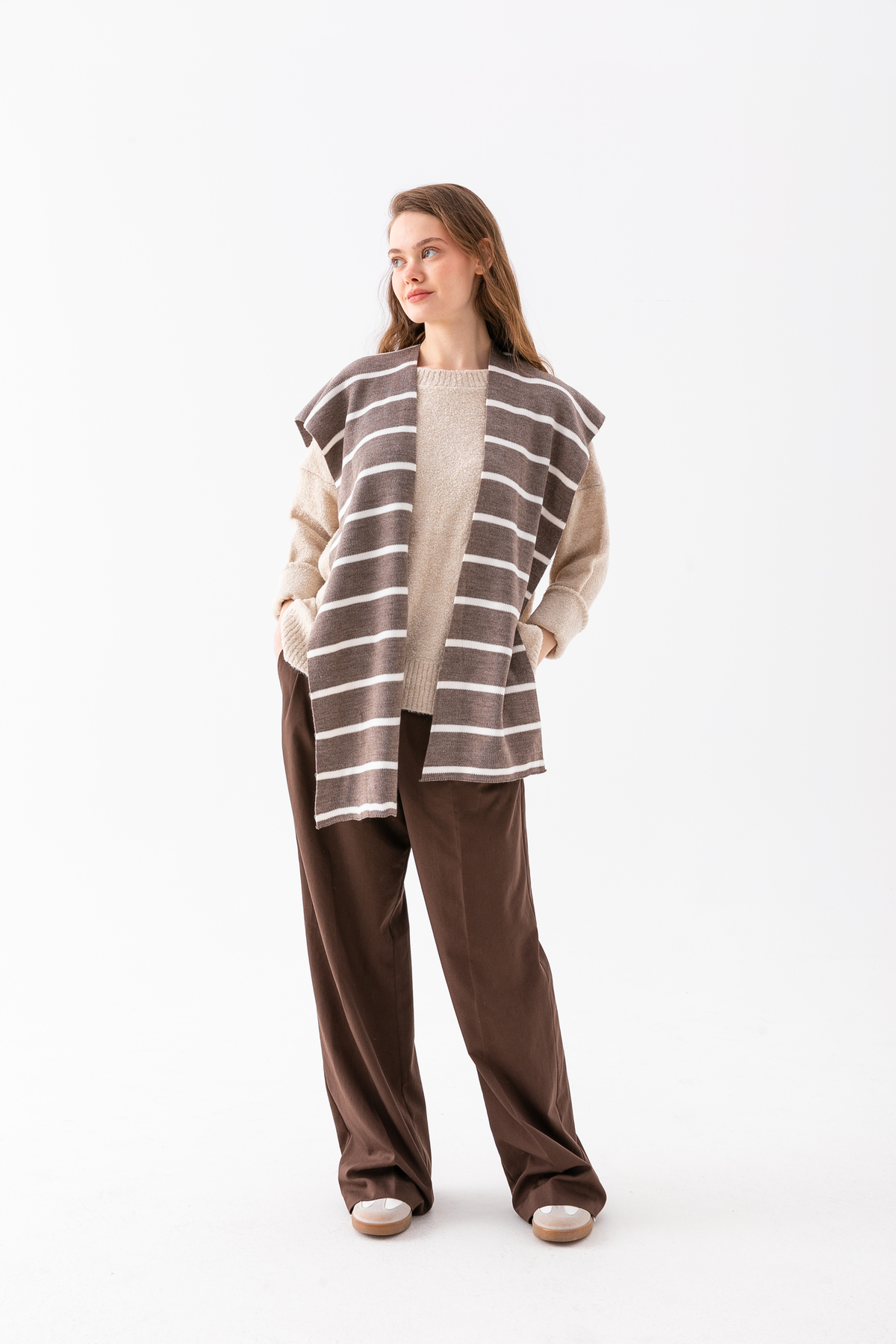 Wega Moda Kare Parçalı Patchwork Atkı - Spor Triko Örme Omuz Atkısı | Unisex Boho Şal - Atkı görsel 3