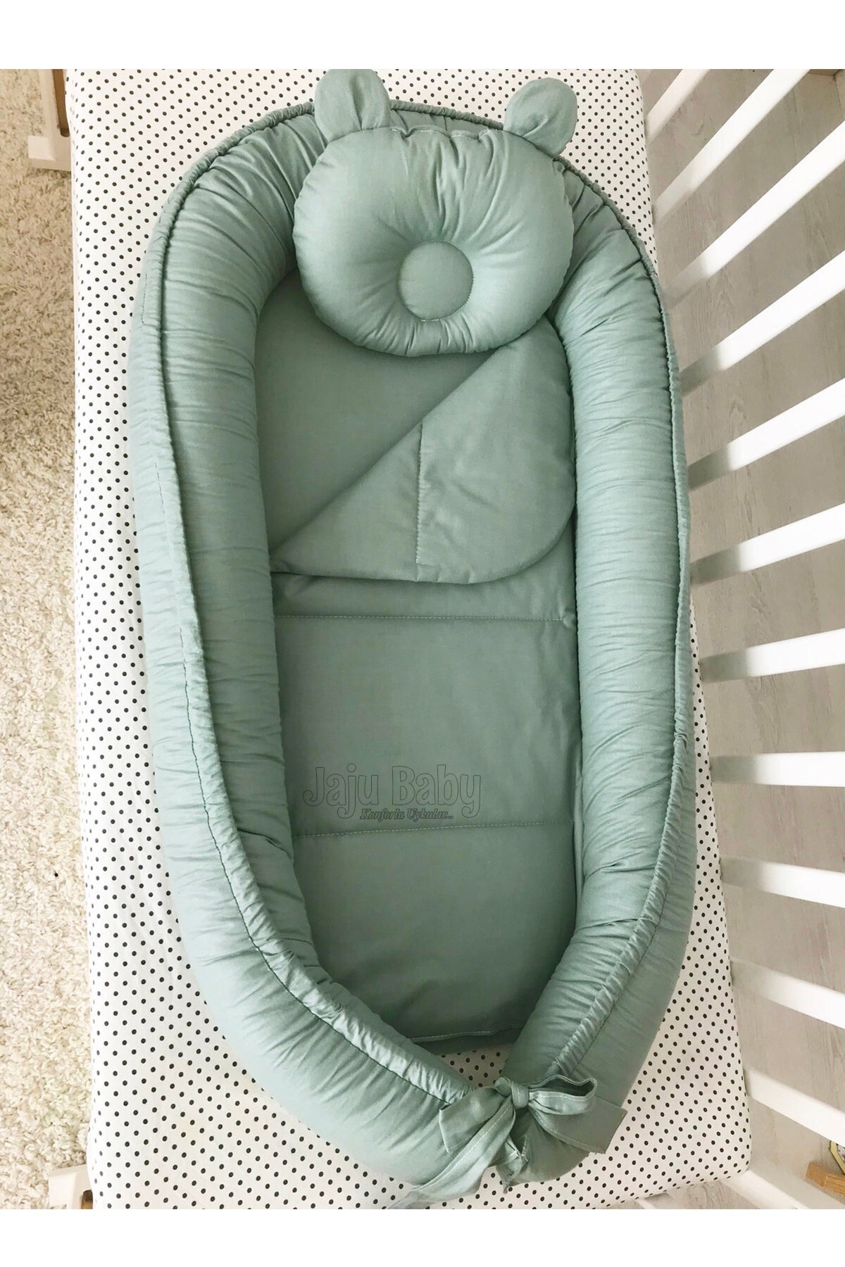 Jaju Baby Açık Yeşil Tasarım Lüx Ortopedik Babynest Bebek Yatağı Jaju-babynest fotoğrafı 3 (önizleme)