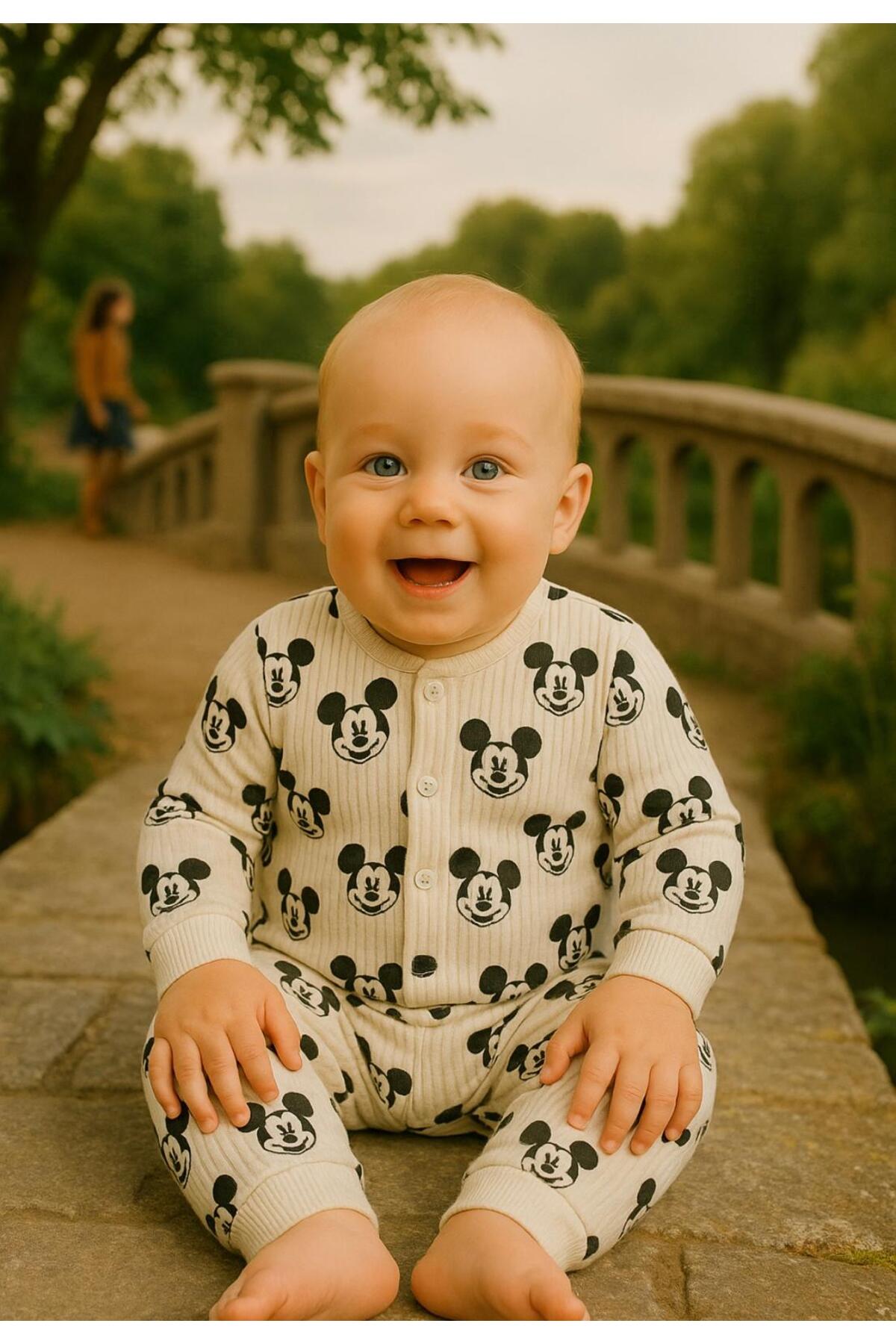 anne dokunuşu gibi KUZUM BEBE Kahve Güneş Desenli Organik Yenidoğan Fitilli Kumaş Kız Erkek Bebek 2’li Hastane Çıkışı Pamuk Takım fotoğrafı 2 (önizleme)