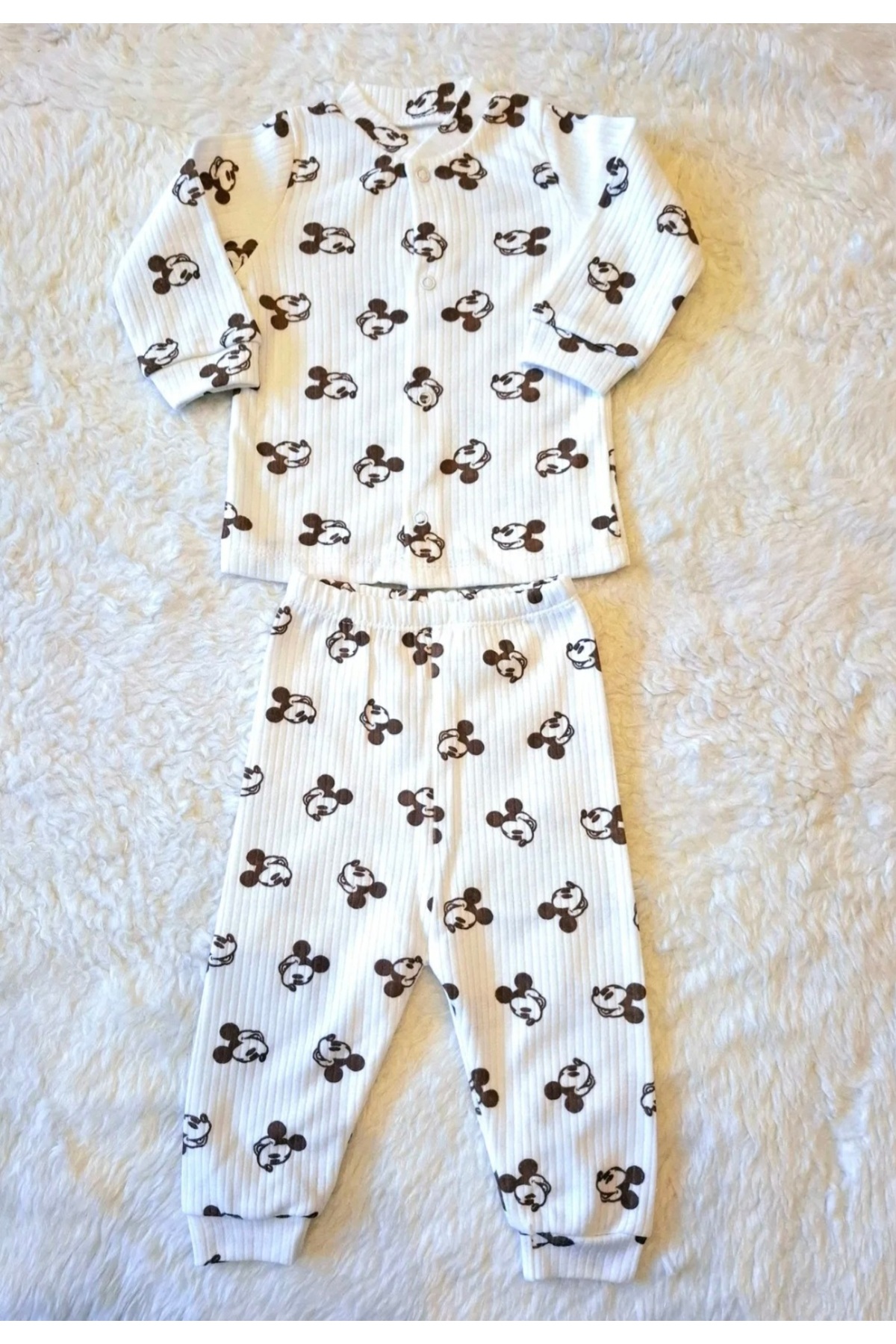 anne dokunuşu gibi KUZUM BEBE Kahve Güneş Desenli Organik Yenidoğan Fitilli Kumaş Kız Erkek Bebek 2’li Hastane Çıkışı Pamuk Takım fotoğrafı 3 (önizleme)