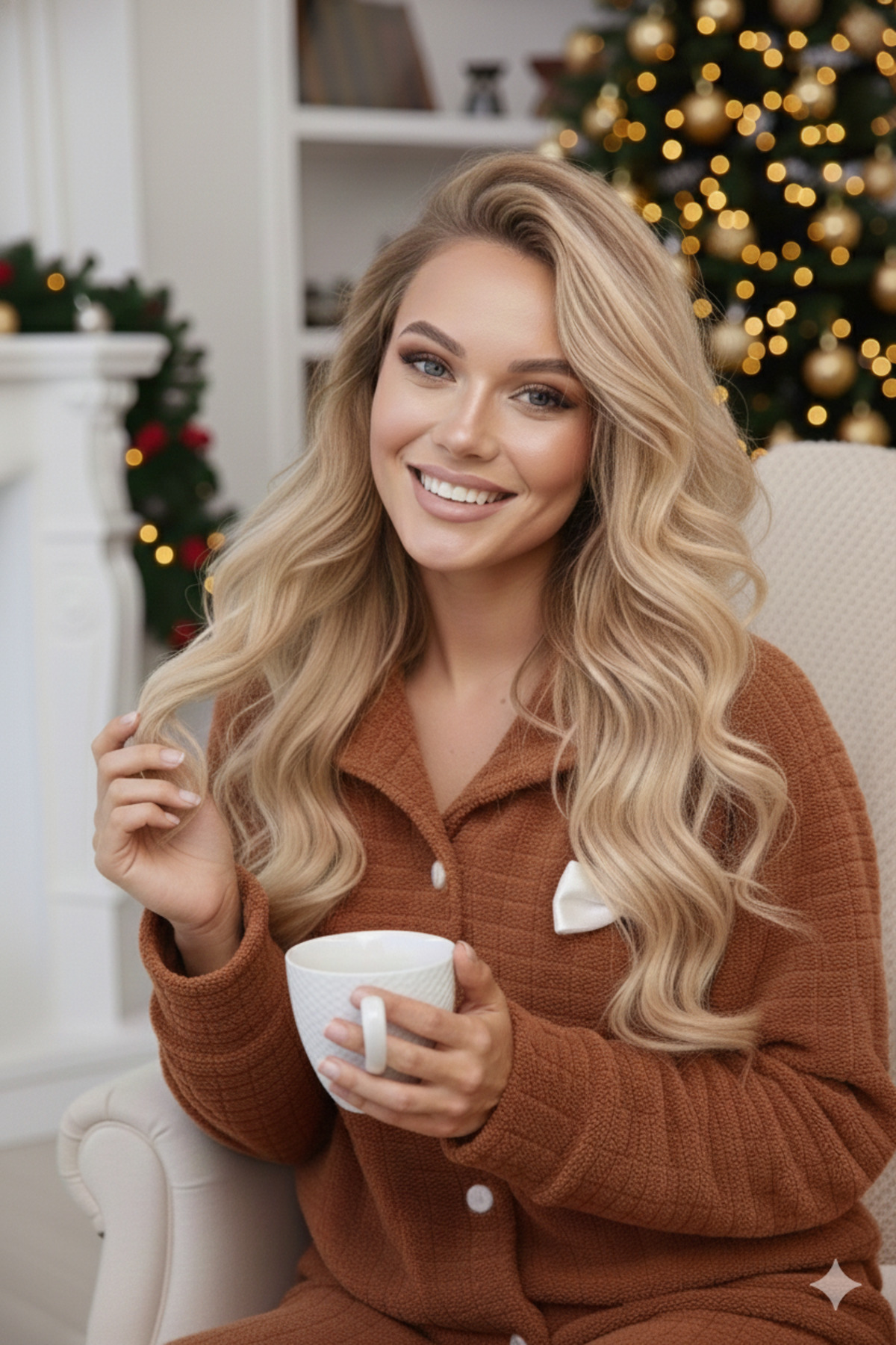 Christmas Tile Welsoft Soft, Warm and Comfortable Buttoned Pajamas Set