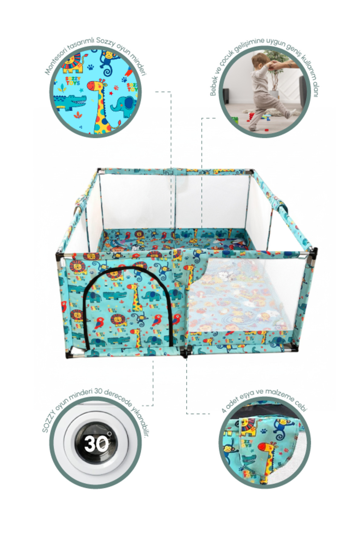 Sozzy Toys Erkek Bebek ve Çocuk Oyun Alanı – Kaymaz Yumuşak Oyun Matı – Güvenli Oyun Zemini fotoğrafı 3 (önizleme)