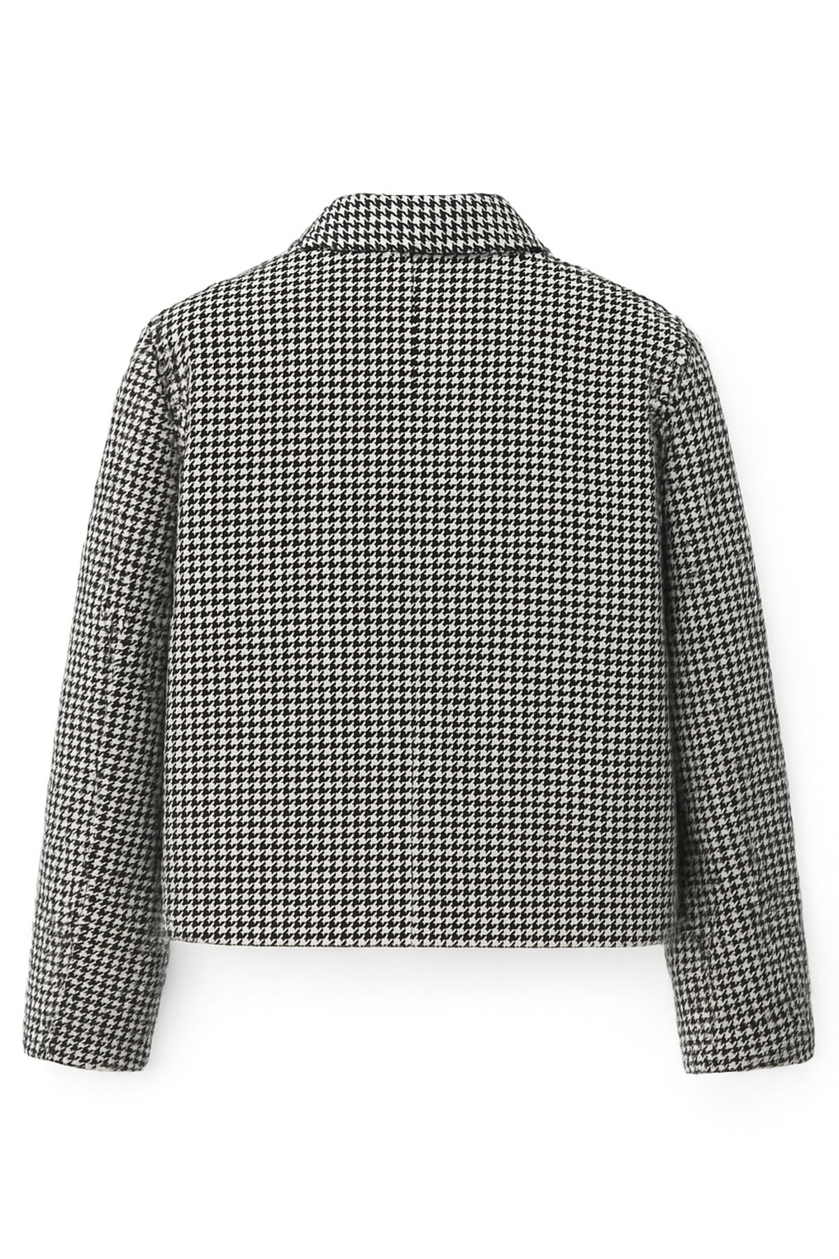 Erkek Bebe Yaka Modern Fit Desenli Kısa Kaşe Kaban — سفید 0202 — تصویر 2 از 2