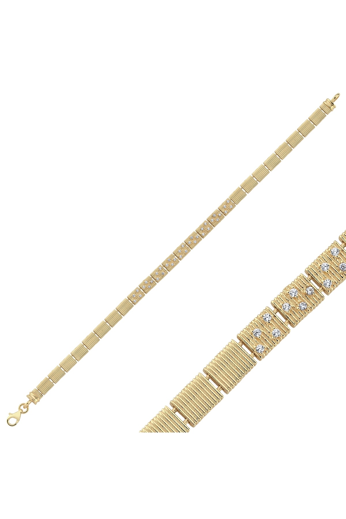 Aypa Mücevher 14 Ayar Taşlı Mat Kare Bileklik