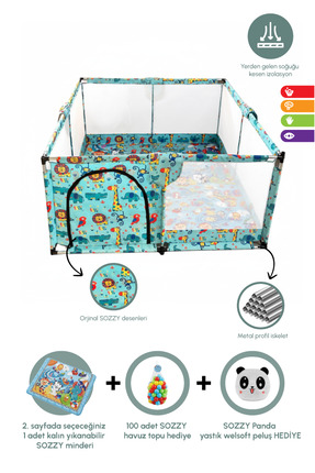 Sozzy Toys Erkek Bebek ve Çocuk Oyun Alanı – Kaymaz Yumuşak Oyun Matı – Güven...