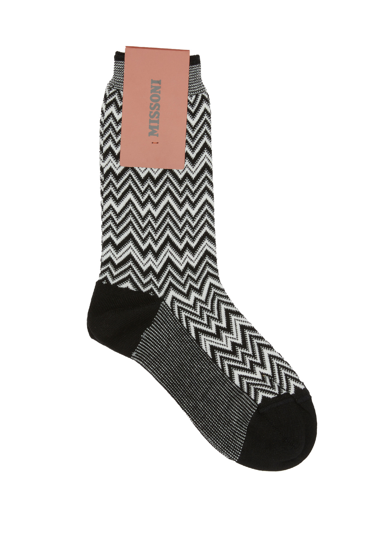 Missoni Siyah Beyaz Zikzak Desenli Kadın Çorap