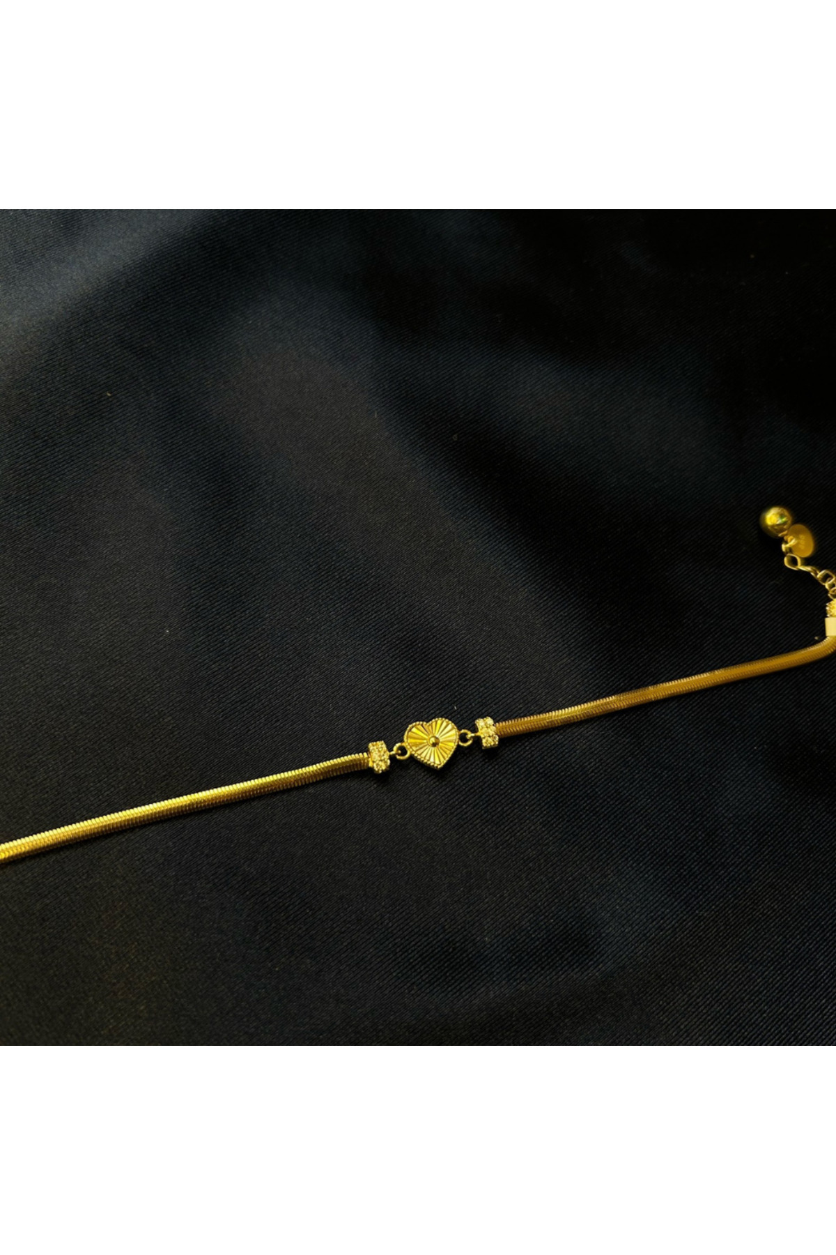 K KAPLAN GOLD 14 Ayar Kalp Motifli Bileklik