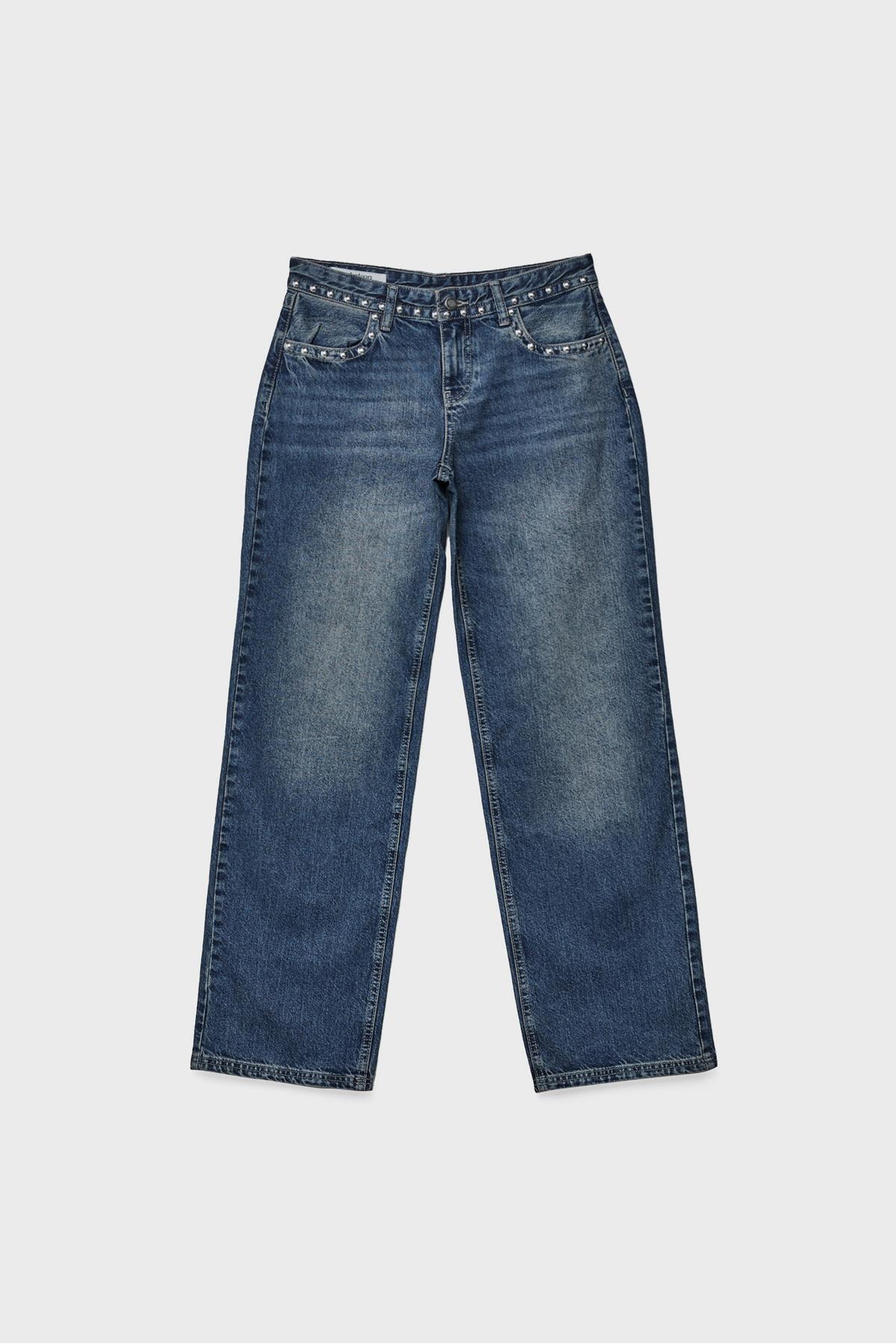 Stradivarius  Düşük bel zımbalı baggy jean - Görsel 6