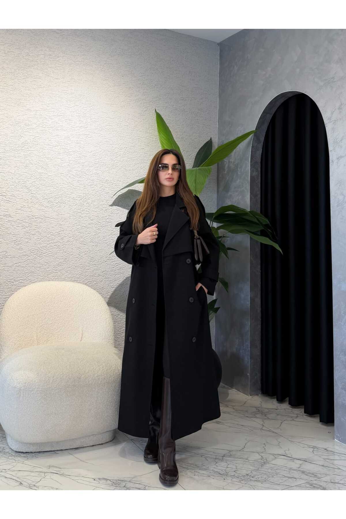 By Merve Darende ZR Model Premium Uzun Trenckot