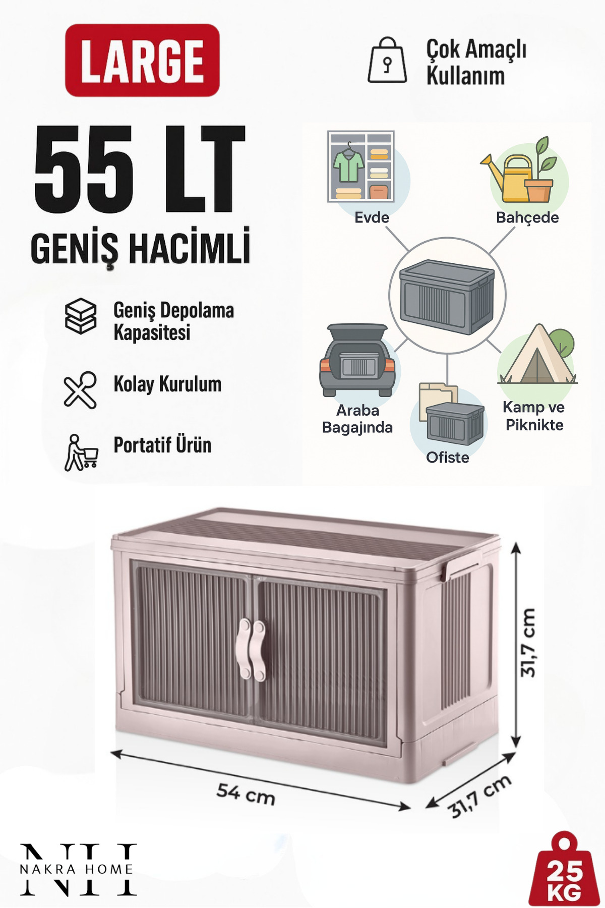 NAKRA HOME Katlanabilir TEKLİ Plastik Dolap – Çok Amaçlı Portatif