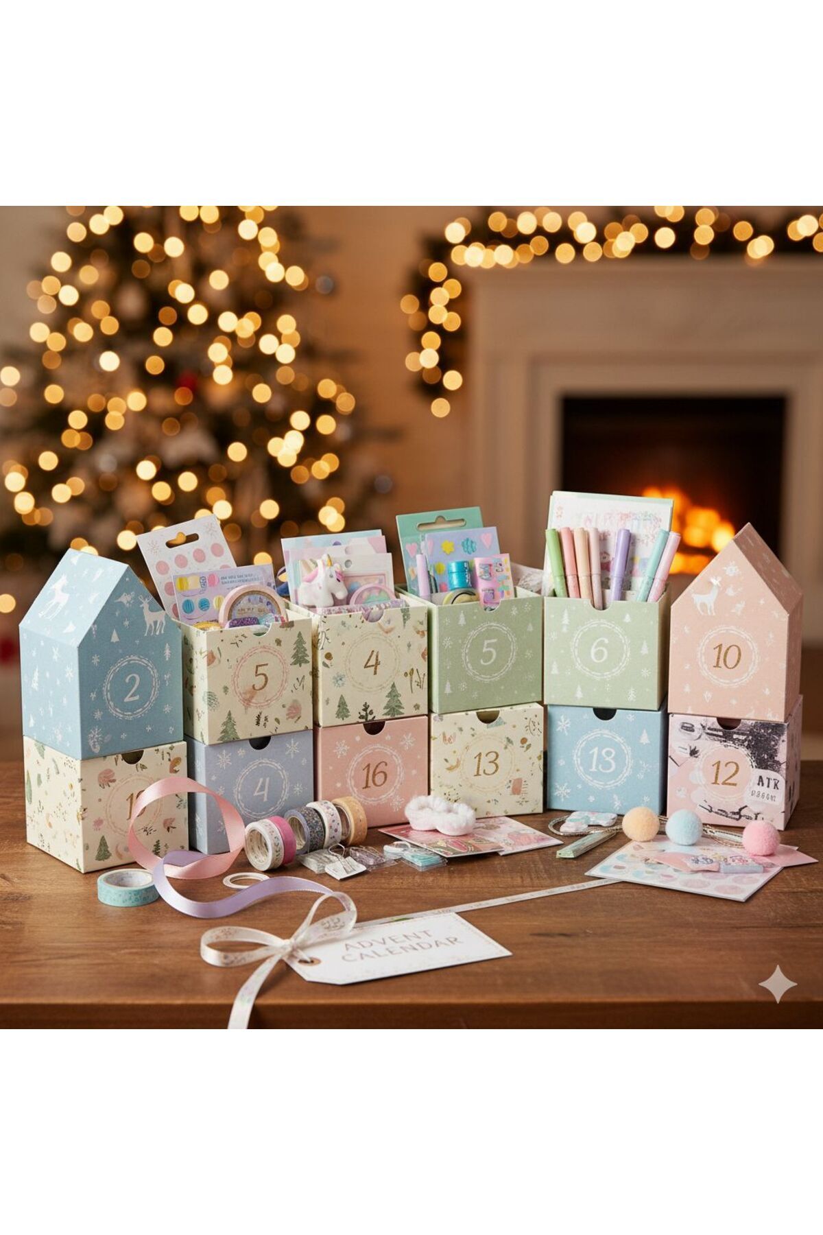 EyER Shoping 2026 Advent Calendar Kutusu Kız/Erkek Çocuklarına Özel Kırtasiye mavi