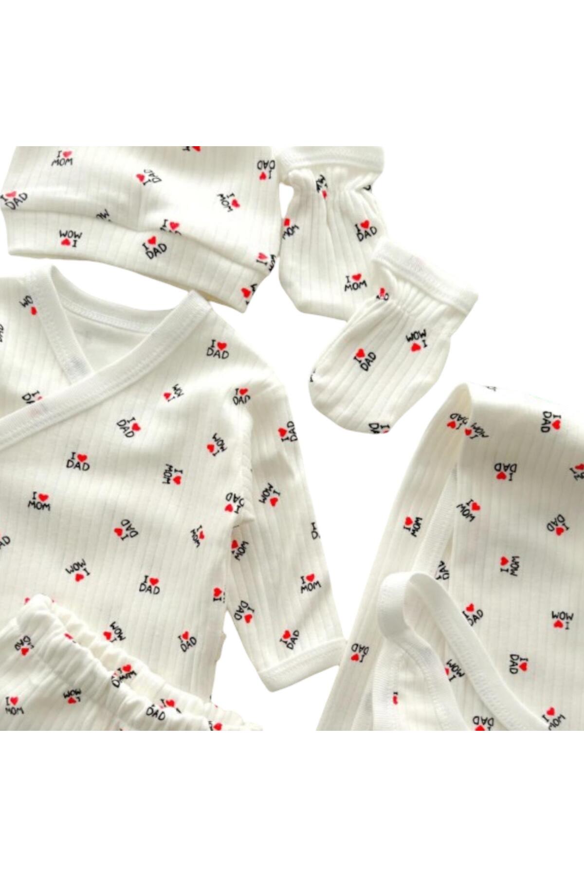 BYS BABY FASHION Mevsimlik Organik Pamuklu 7'li Yenidoğan Kız Erkek Bebek Hastane Çıkış Seti/Yenidoğan Bebek Kıyafeti fotoğrafı 2 (önizleme)