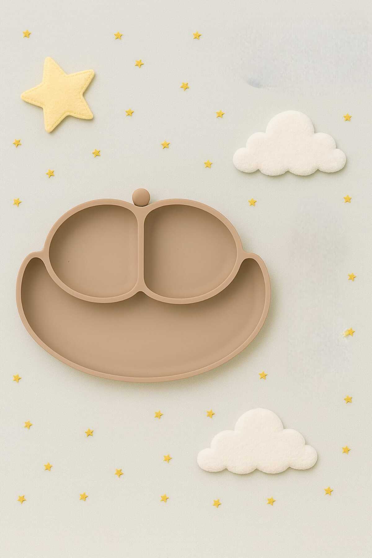 CKM silikon Silikon Vakumlu Bebek Alıştırma Tabağı Bej