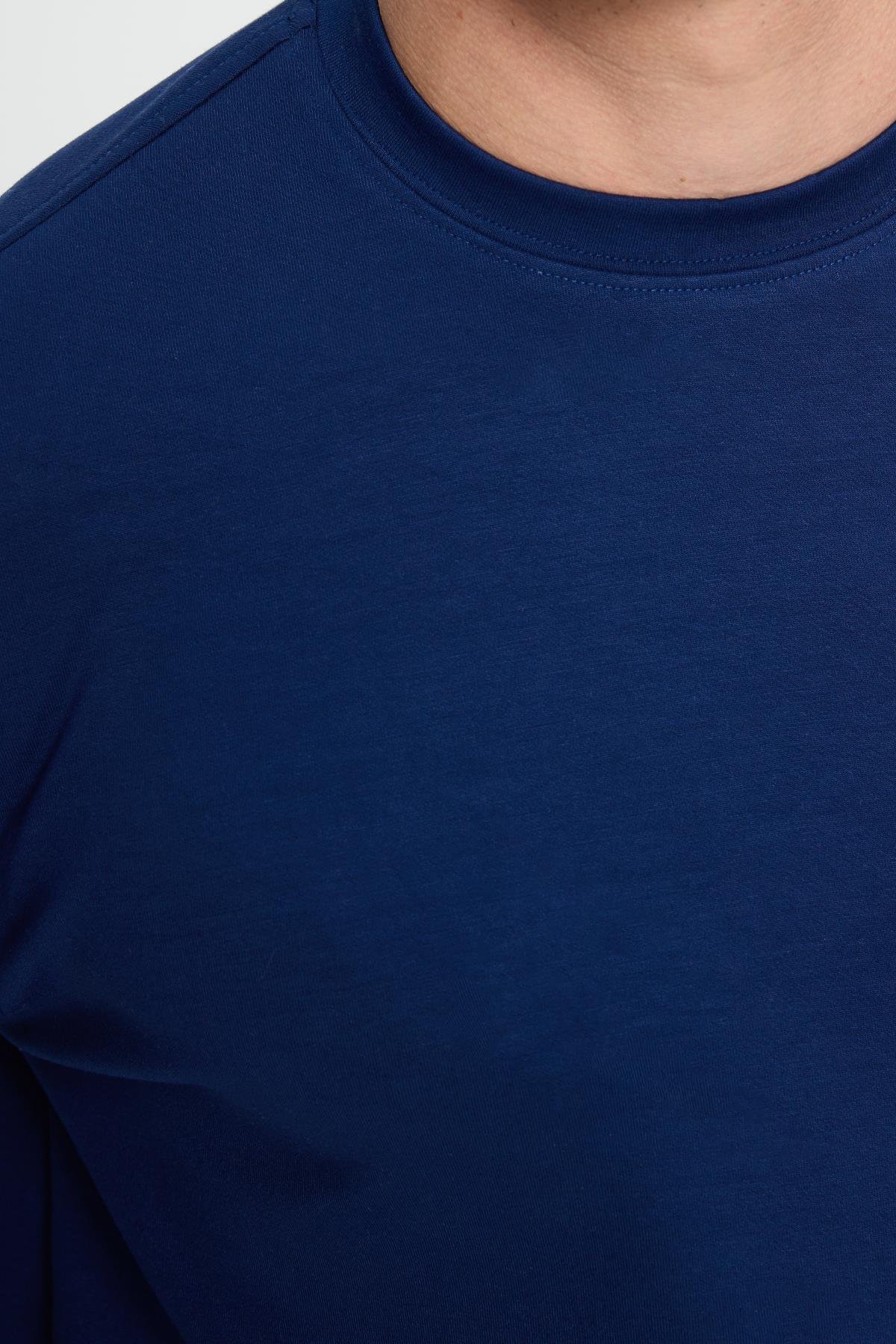 Tudors  Erkek Standart Fit Normal Kesim Uzun Kollu Ekstra Soft Modal Kumaş Bisiklet Yaka Açık Lacivert Sweat - Görsel 7