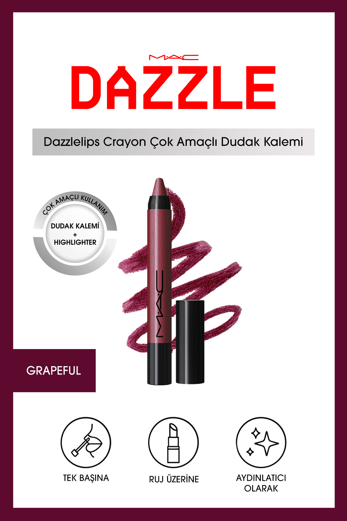 M.A.C Dazzlelip Crayon Işıltılı Dudak Kalemi - Grapeful