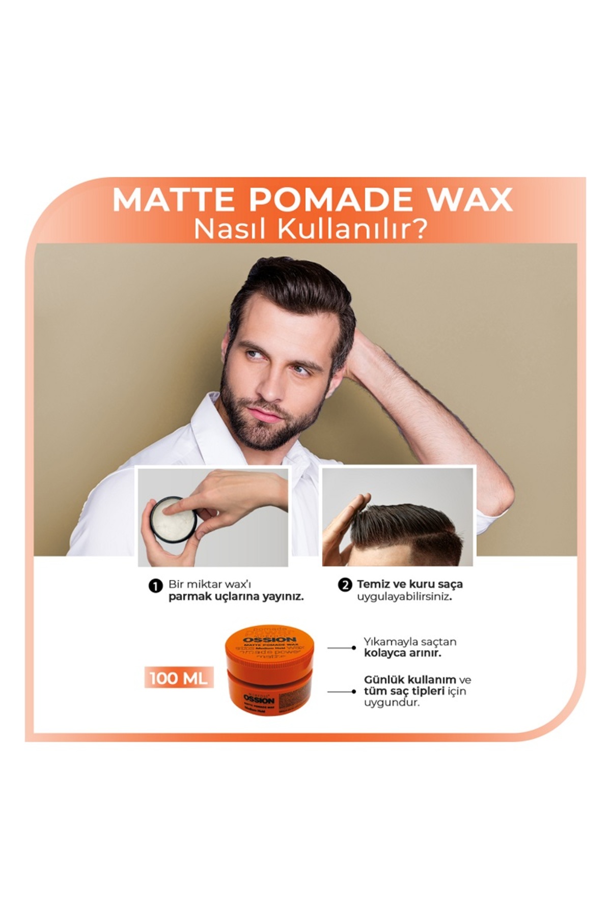 OSSION POMADE MATTE WAX 100ml — STK09908 — تصویر 3 از 4