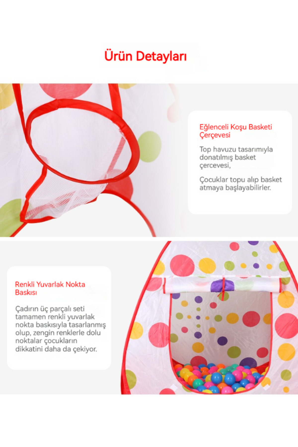 Tcherchi Çocuk Çadırı Kapalı Üç Parçalı Tünel Nokta Oyunu Top Havuz Çiti Oyuncak fotoğrafı 4 (önizleme)