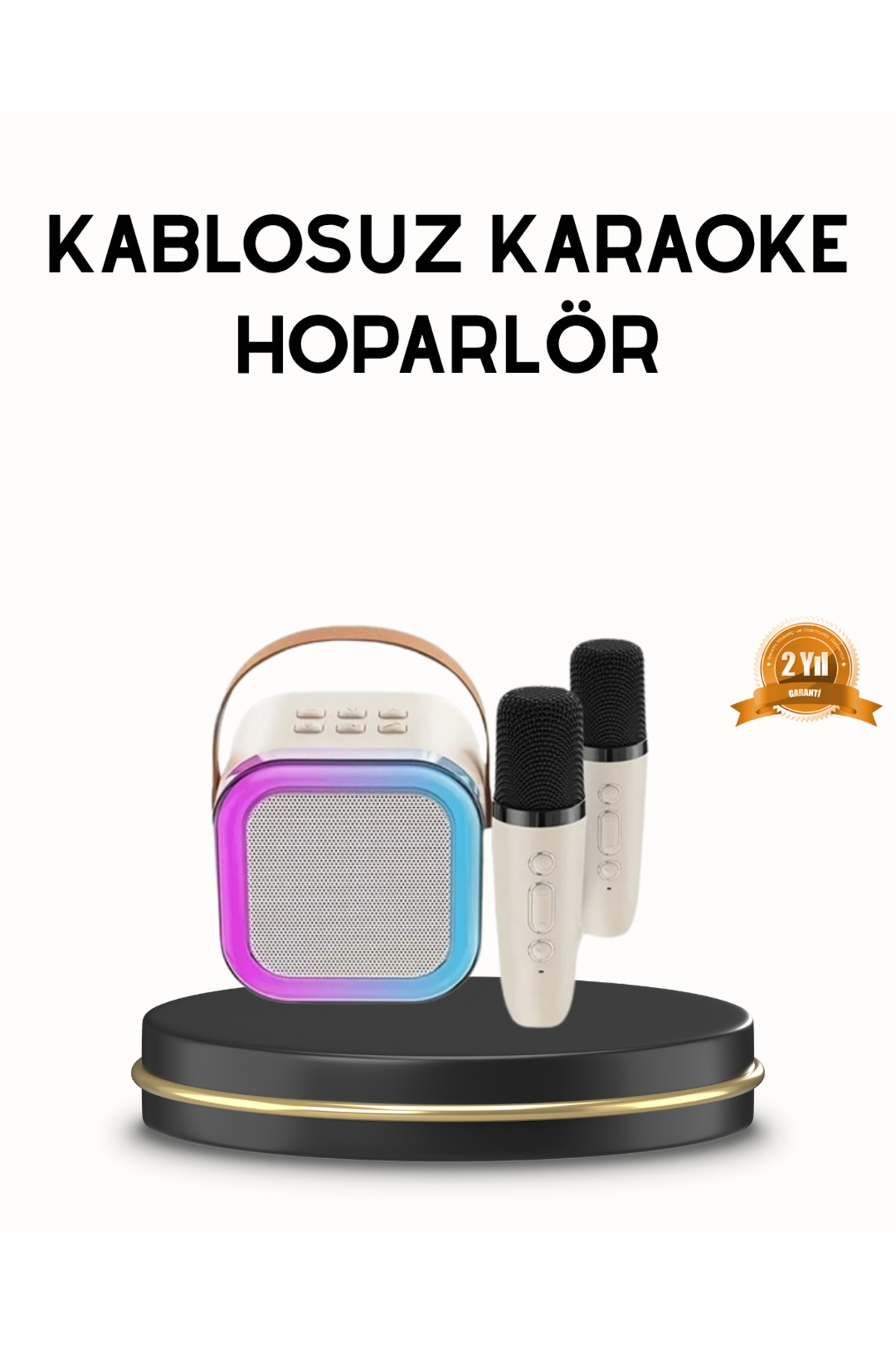 UCUZTEKNO Bluetooth Karaoke Hoparlör Renkli LED Işıklı ve Type-C Şarjlı