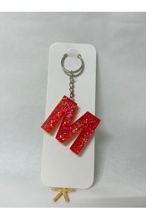 masal butikk Simli Epoksi El Yapımı M Harf Anahtarlık/Çanta Süsü