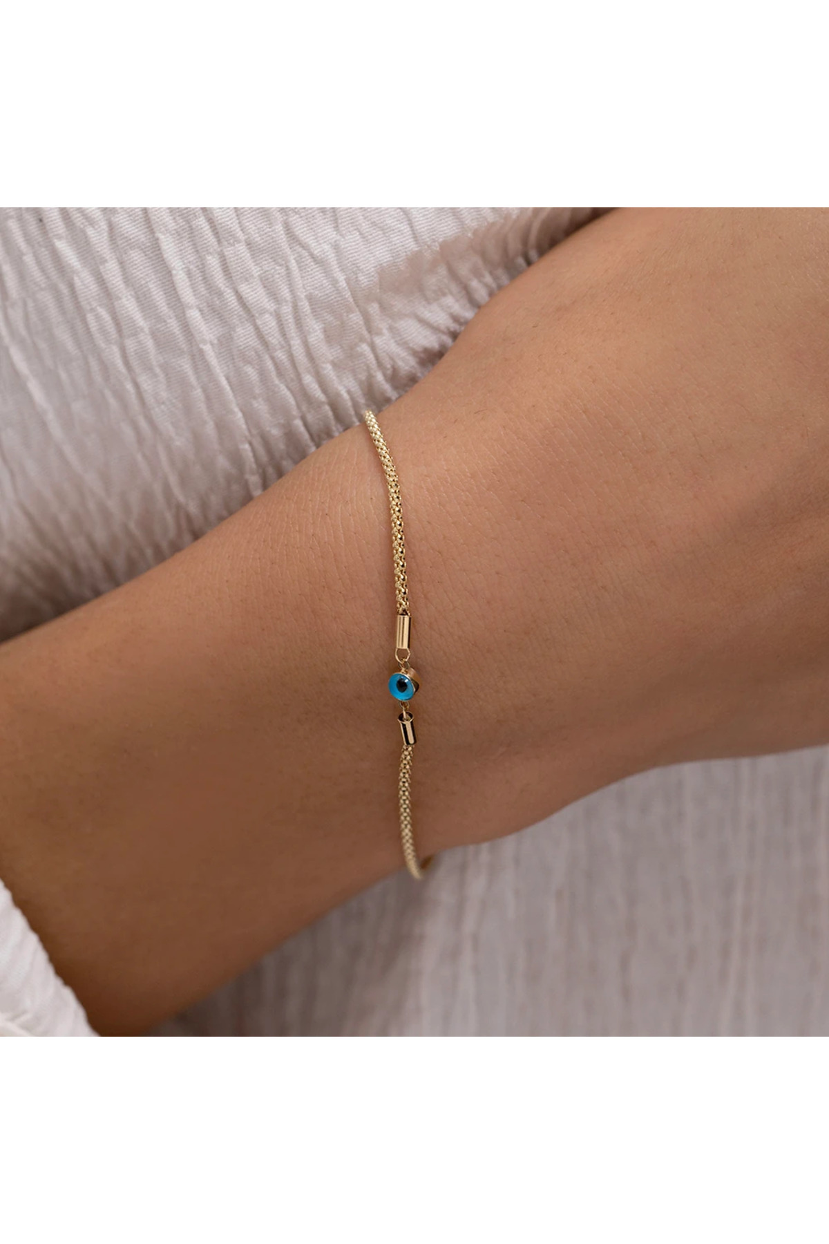 NİSERAJEWELLERY Göz Boncuk Minimal Altın Bileklik