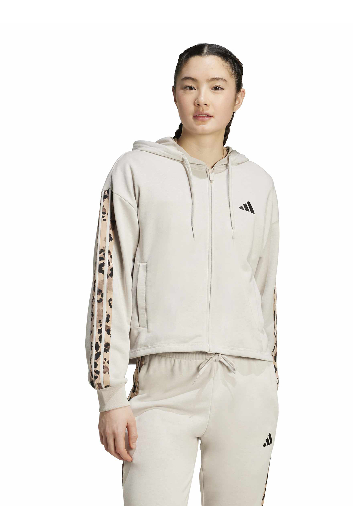 adidas JM1860 W AOP FT FZ Bej Normal Düz Kadın Zip Ceket - Fiyatı
