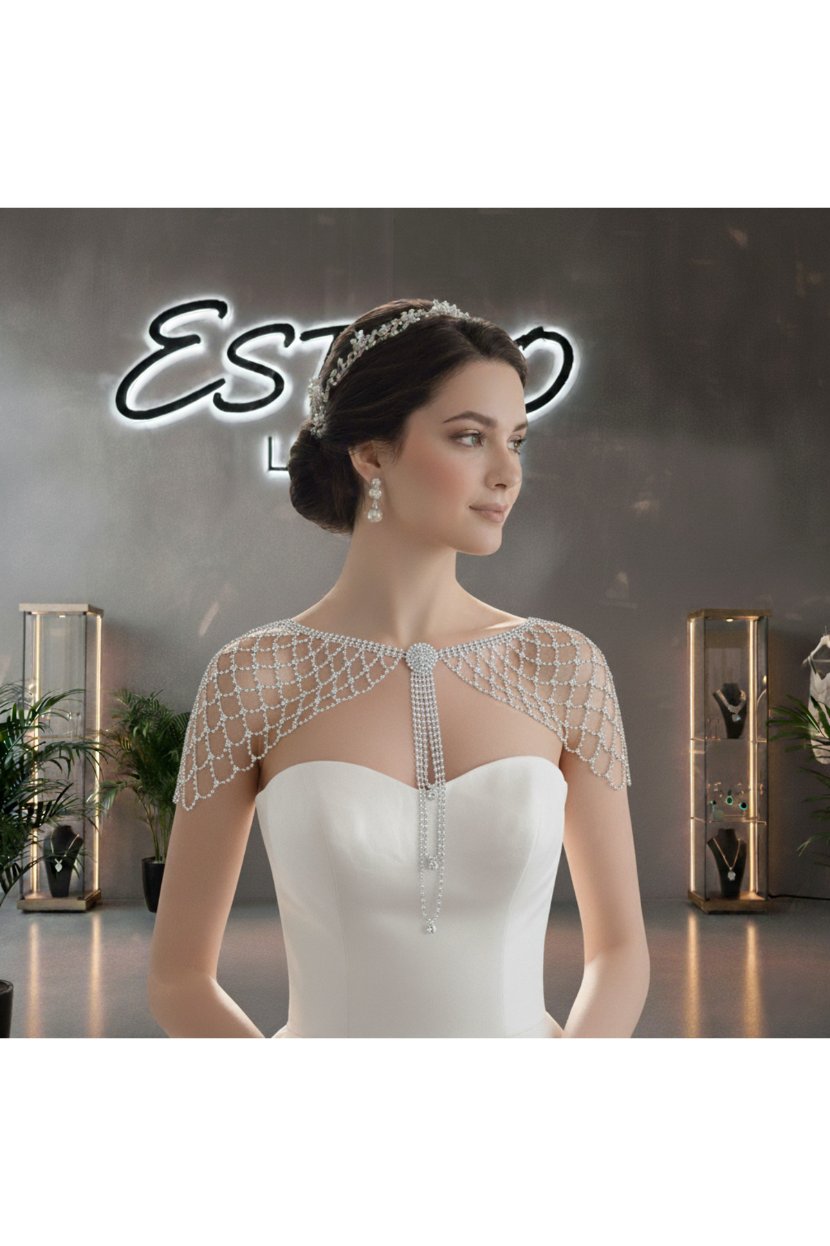 Çift Taraflı Kristal Taşlı Bolero, Luxury Bolero, Vip Bolero, Gelin Aksesuarı (LÜKS KUTUSUNDA)