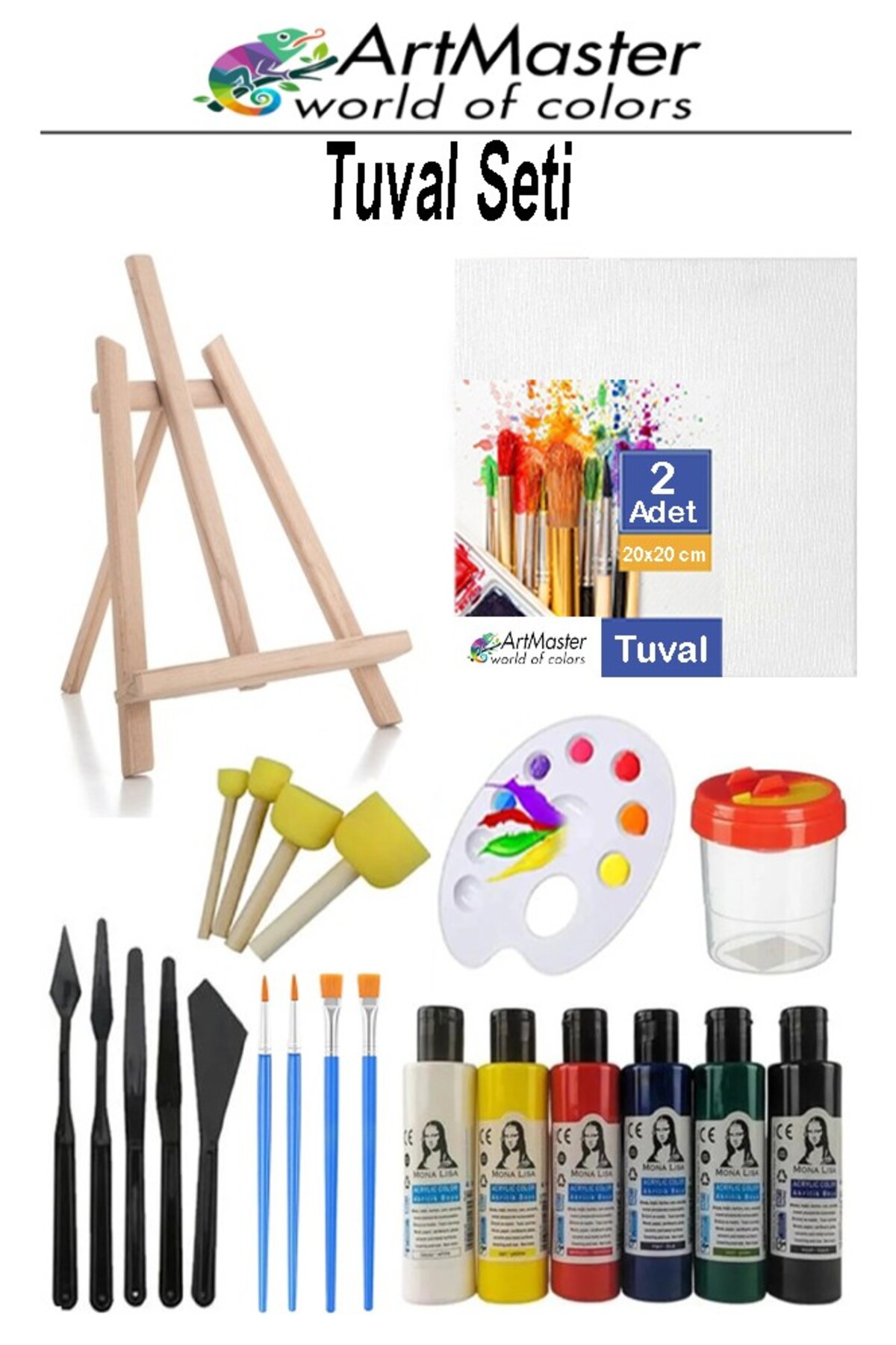 Artmaster Tuval Seti 20x20 1 Paket Masaüstü Şövale Mydido Akrilik Boya ...