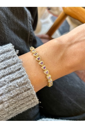 SİSSAKSESUAR Çelik Sis’s Kalp Mor Renk Bileklik