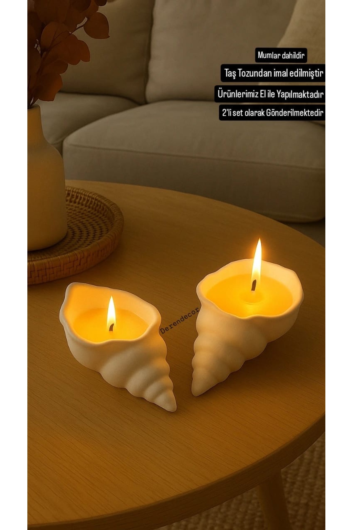 Oyster 2-Piece Set Scented Candle Home Living Office Decor Accessory Souvenir Trinket White